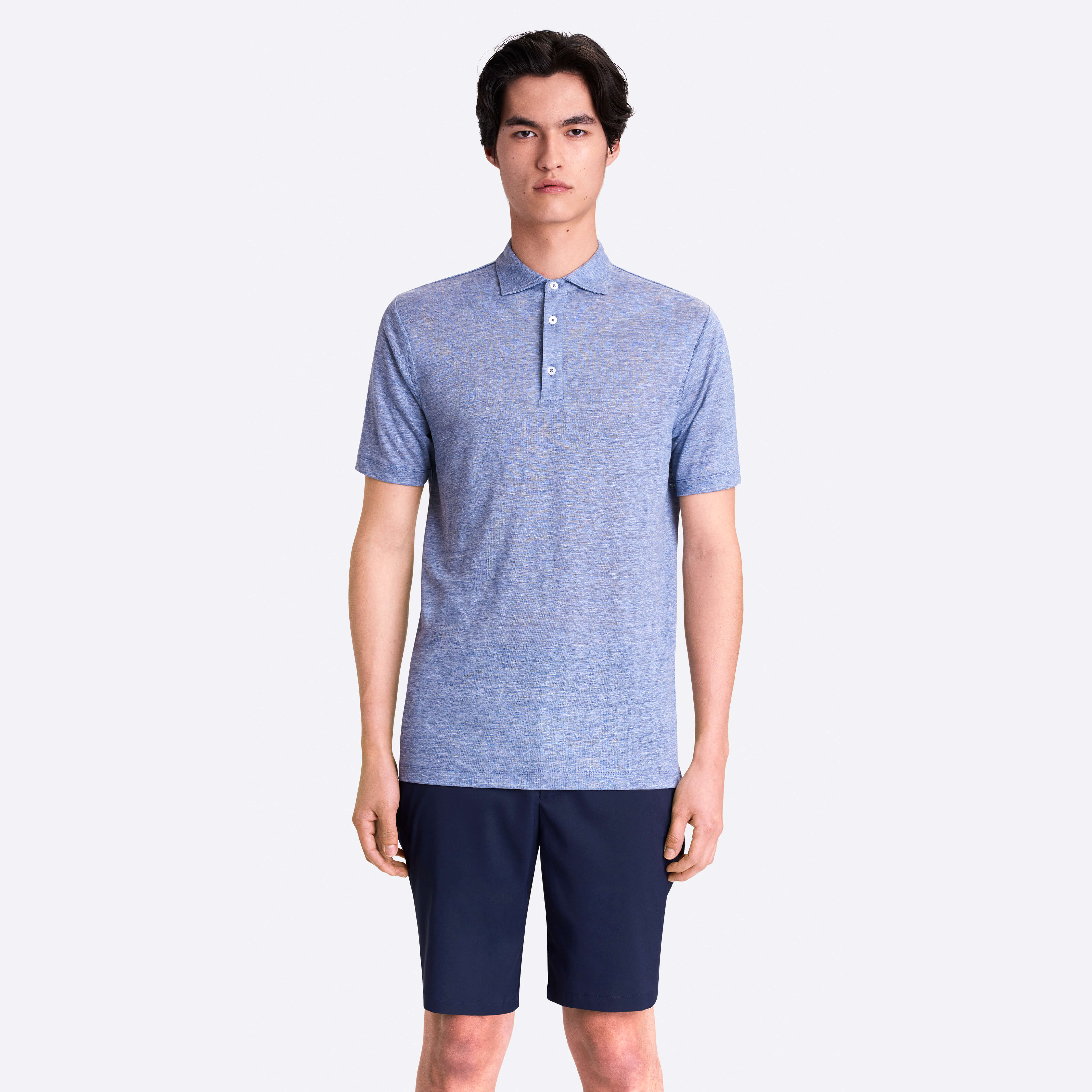 Image of Solid Three Button Linen Polo