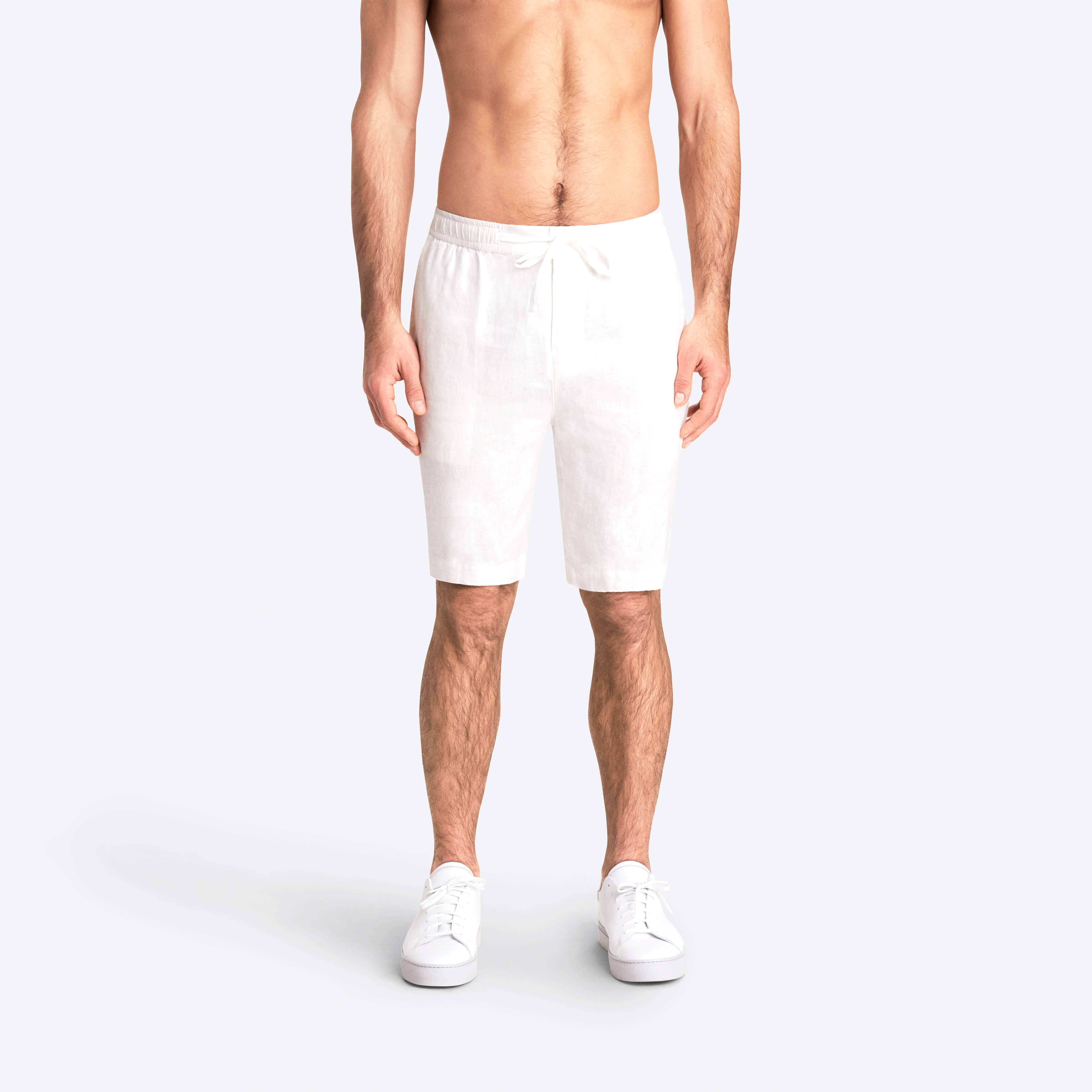 Solid Linen Drawstring Shorts