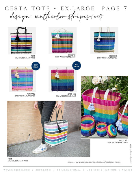 ixow cesta totes multicolor stripes XL