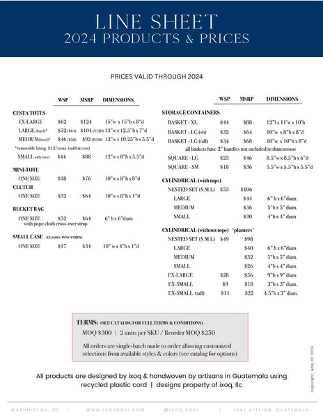 ixoq catalog line sheet