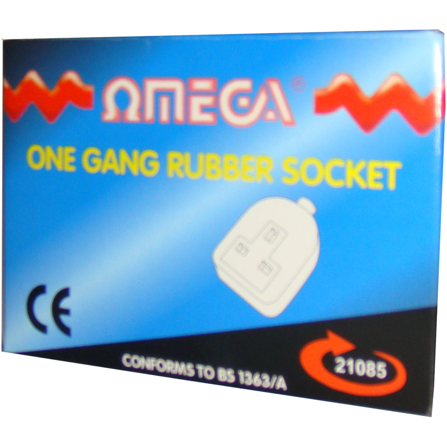 Omega Rubber Socket 13A, 1 Gang 