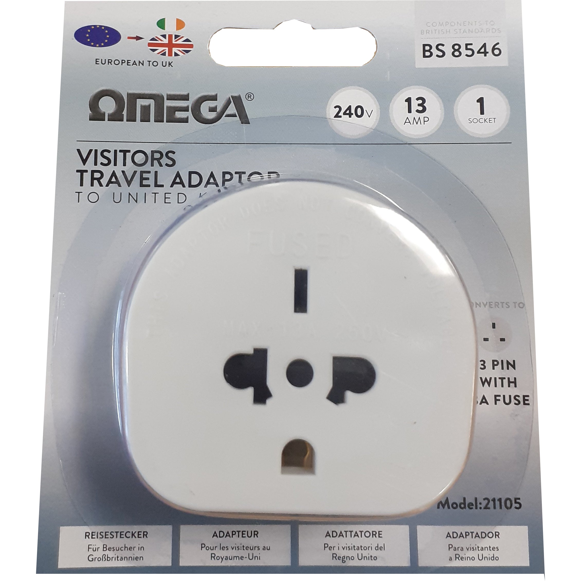 Omega Omega Visitors to UK Adaptor - Loose