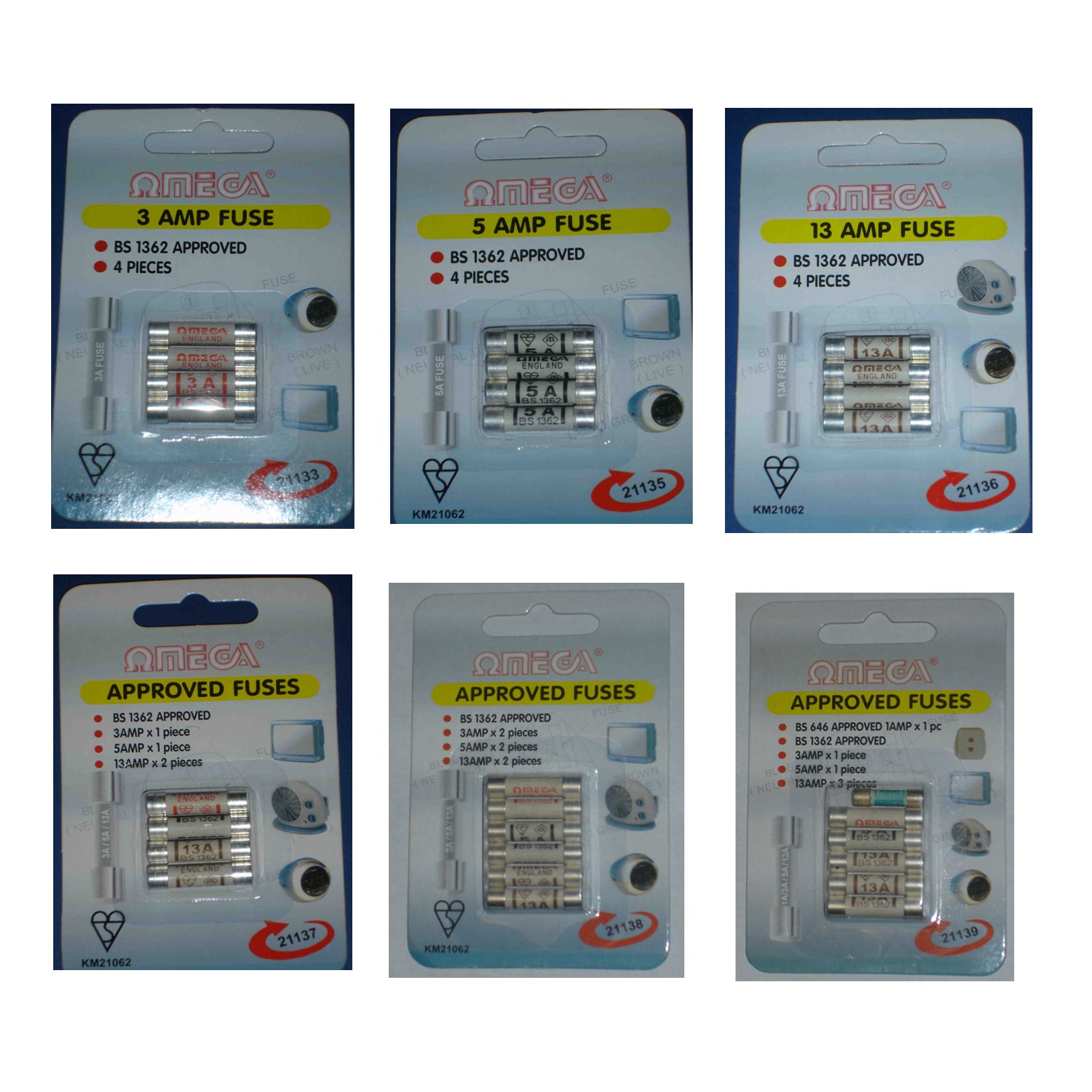 Omega Omega 13Amp Fuse Blister Pack/4pcs