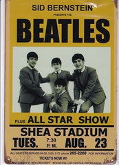 the beatles at shea staium vintage metal sign