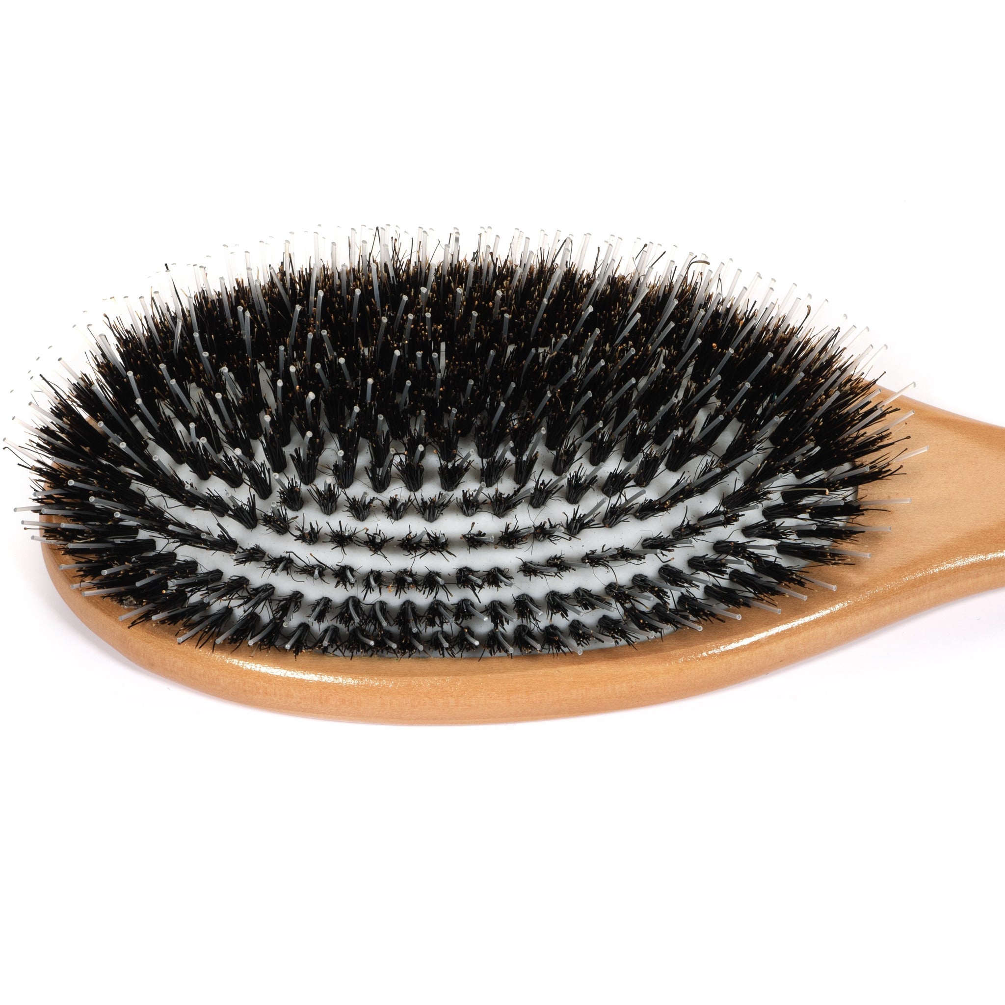 Boar Bristle Hair Brush -Porcupine Style - Mixed Bristle Natural Woode