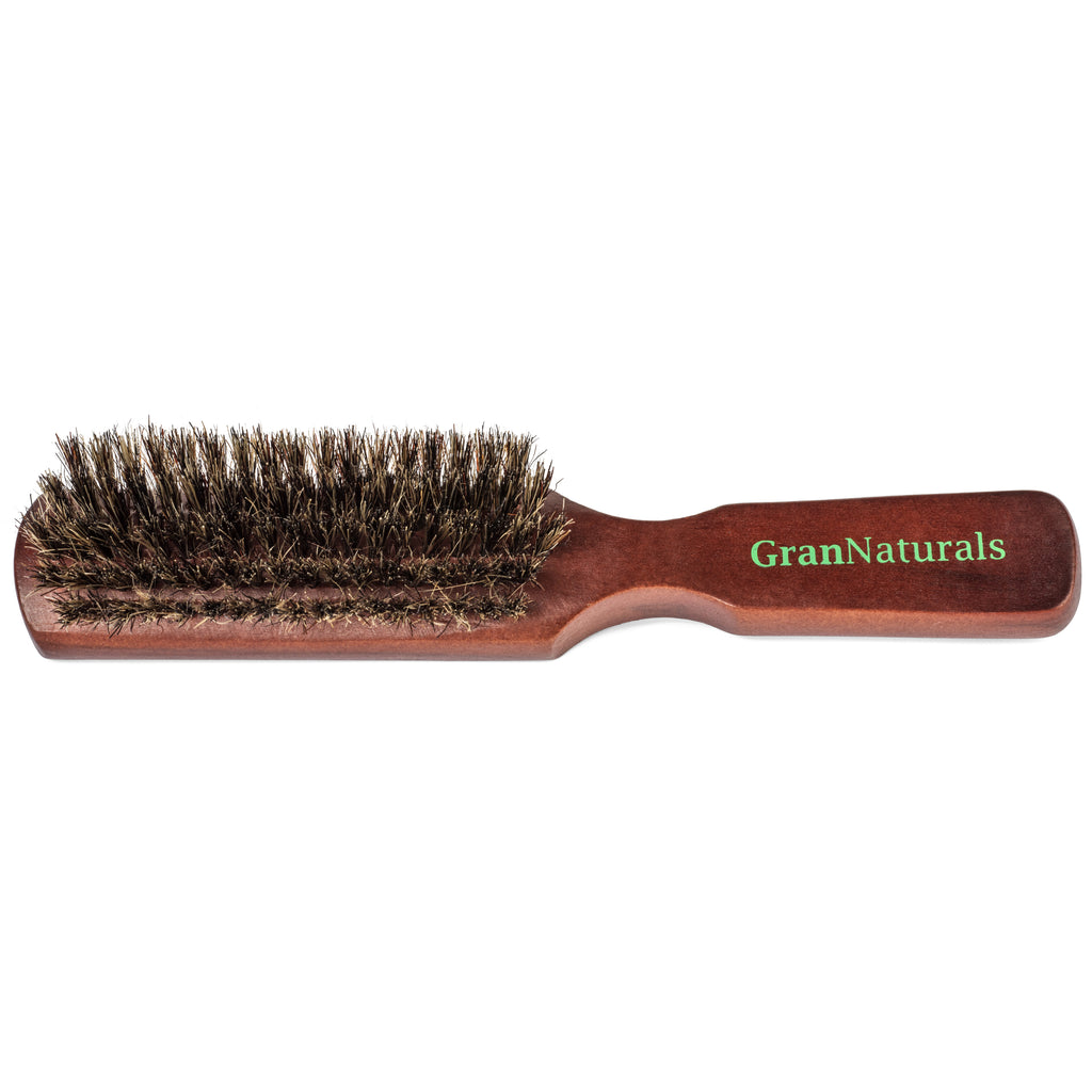 GranNaturals Mens Boar Bristle Hair Brush 100 Natural Brown Wooden