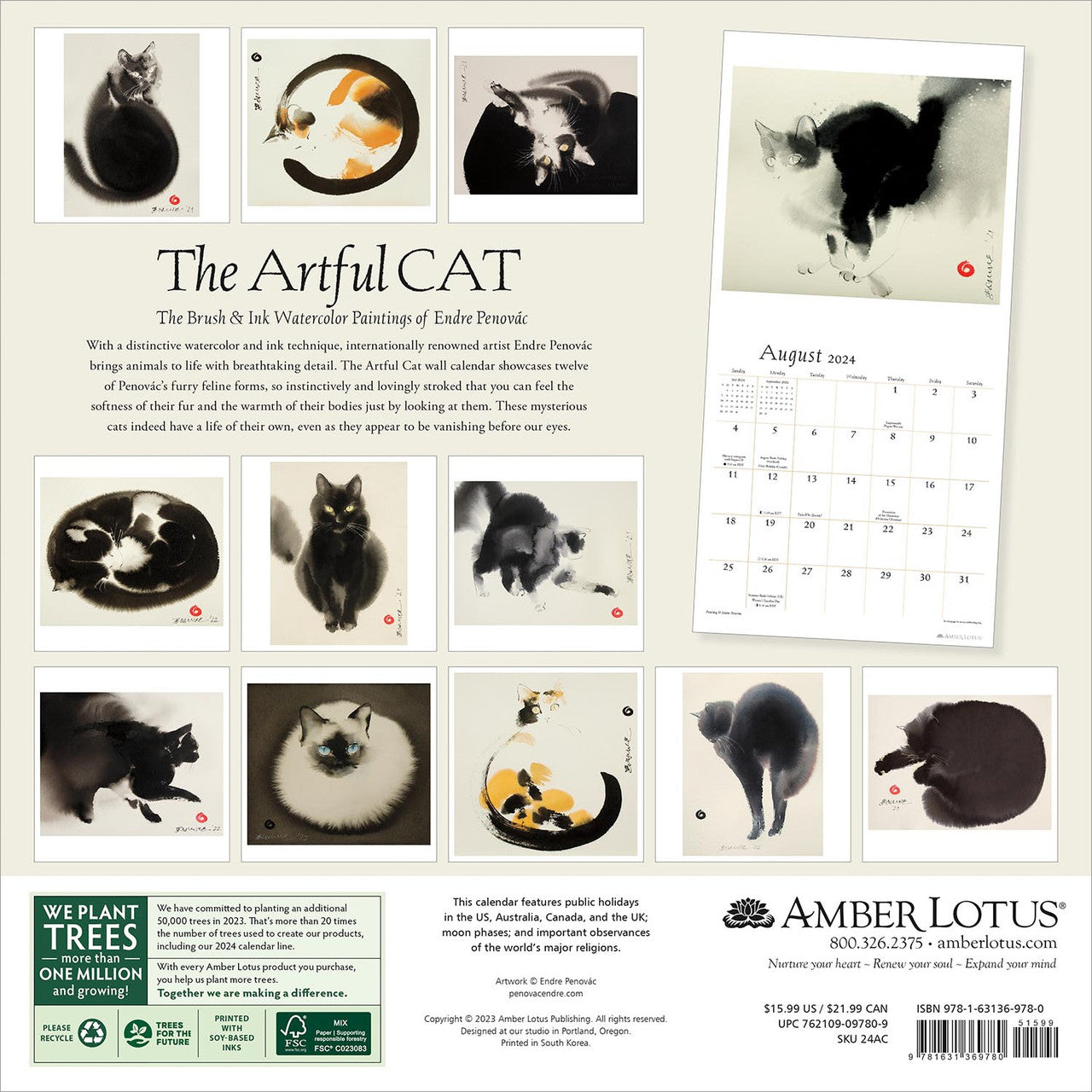 The Artful Cat 2024 Weekly Planner: Travel-Size 12-Month Calendar