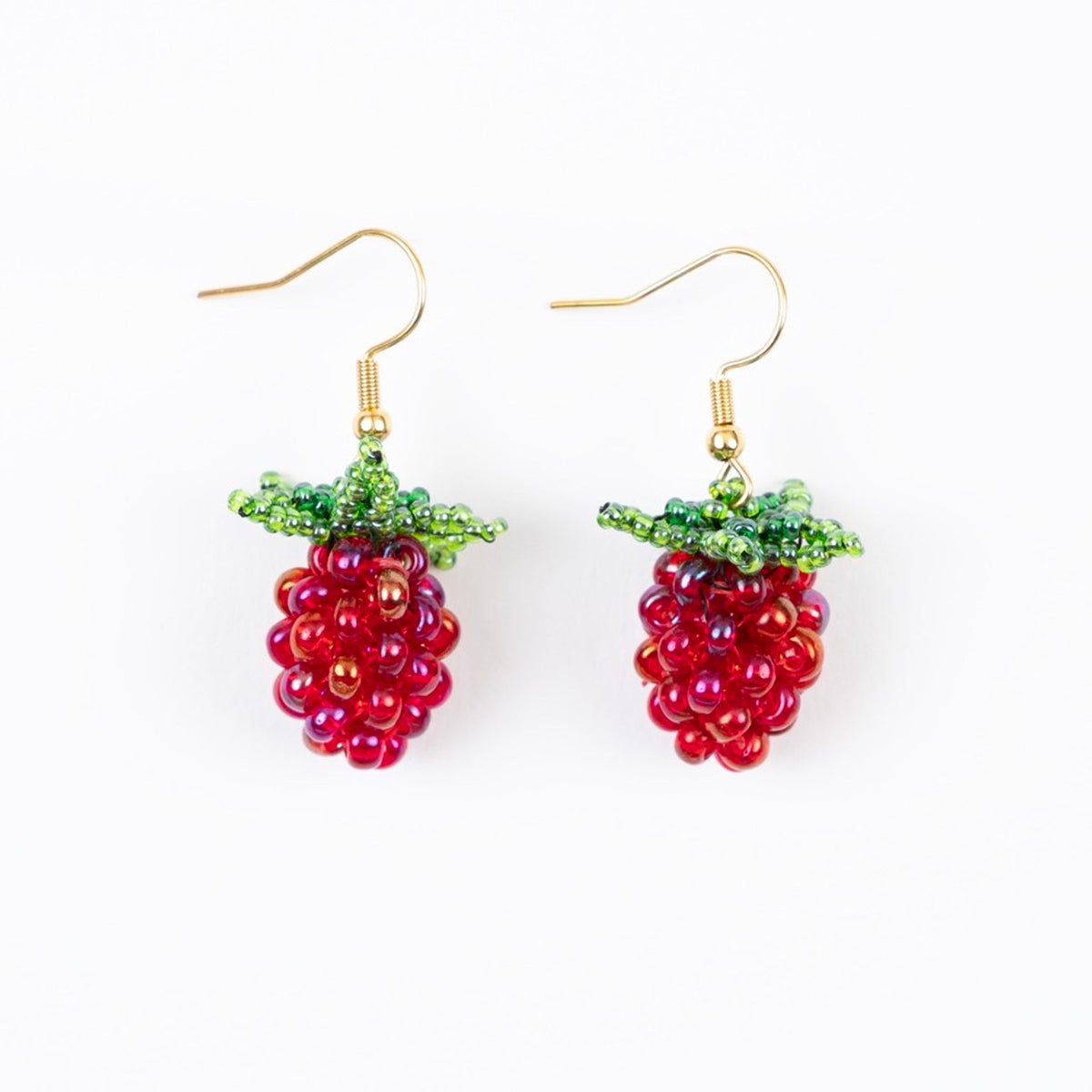 Beaded Raspberry Earrings