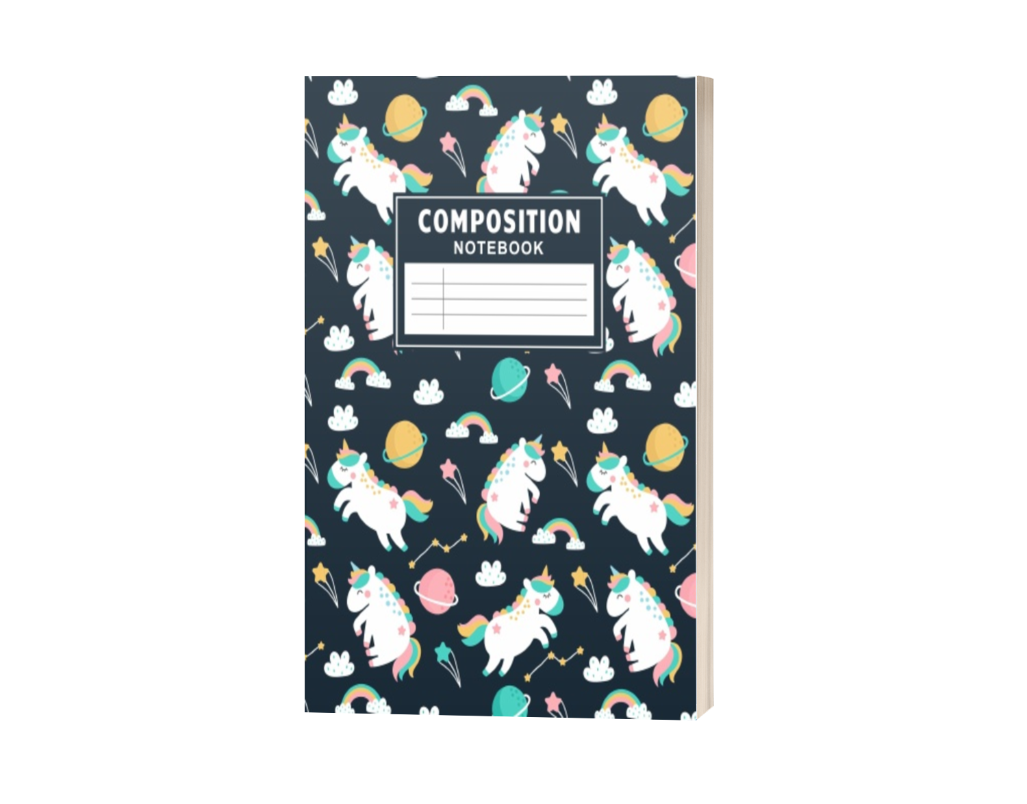Composition Notebook: Plain Wide Ruled Notebook for Girls who Love Unicorn