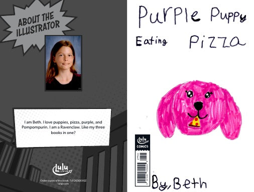 Purple Puppy Eating Pizza