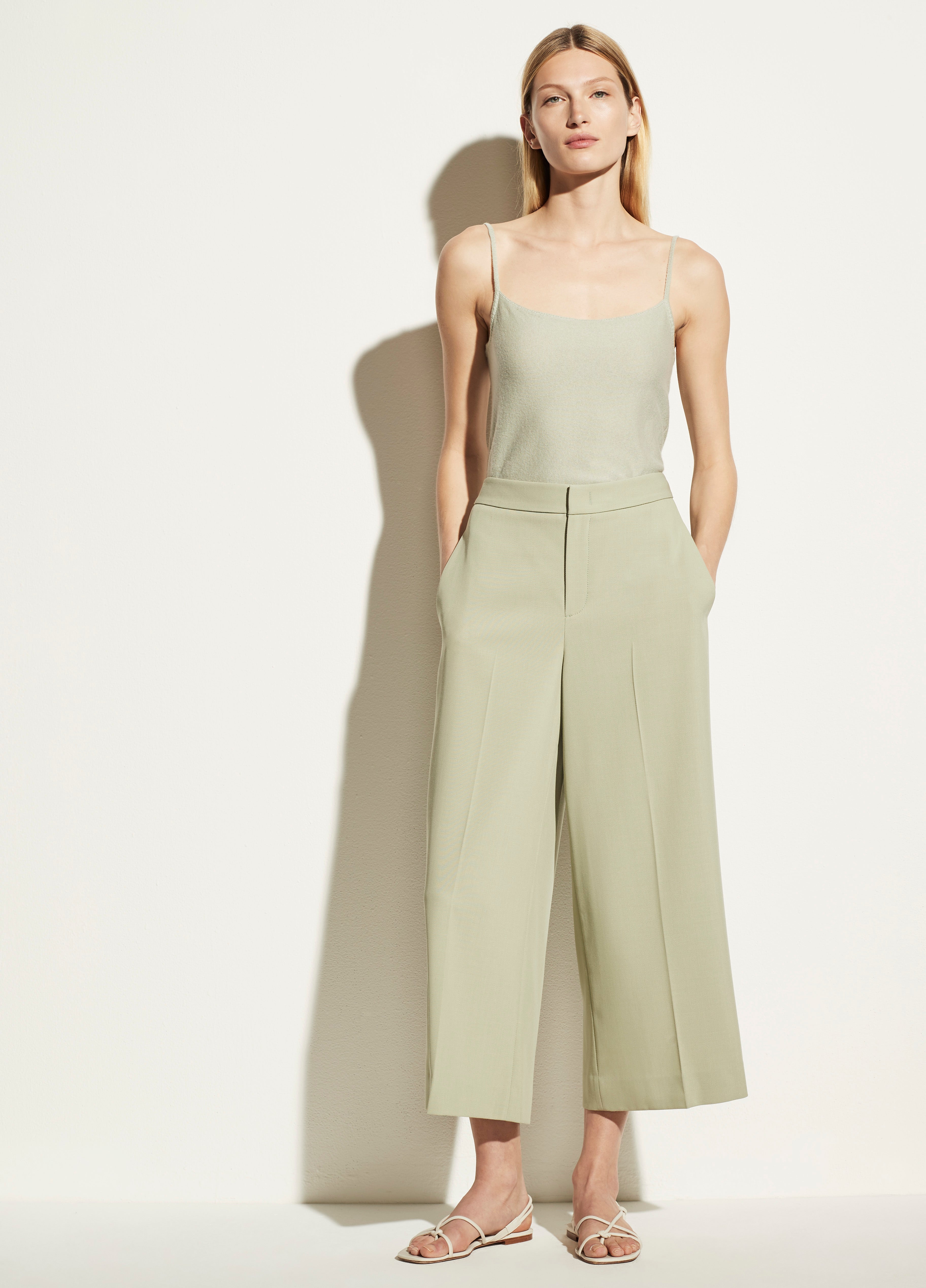 Vince, Twill Crop Wide Leg Pant in Celery