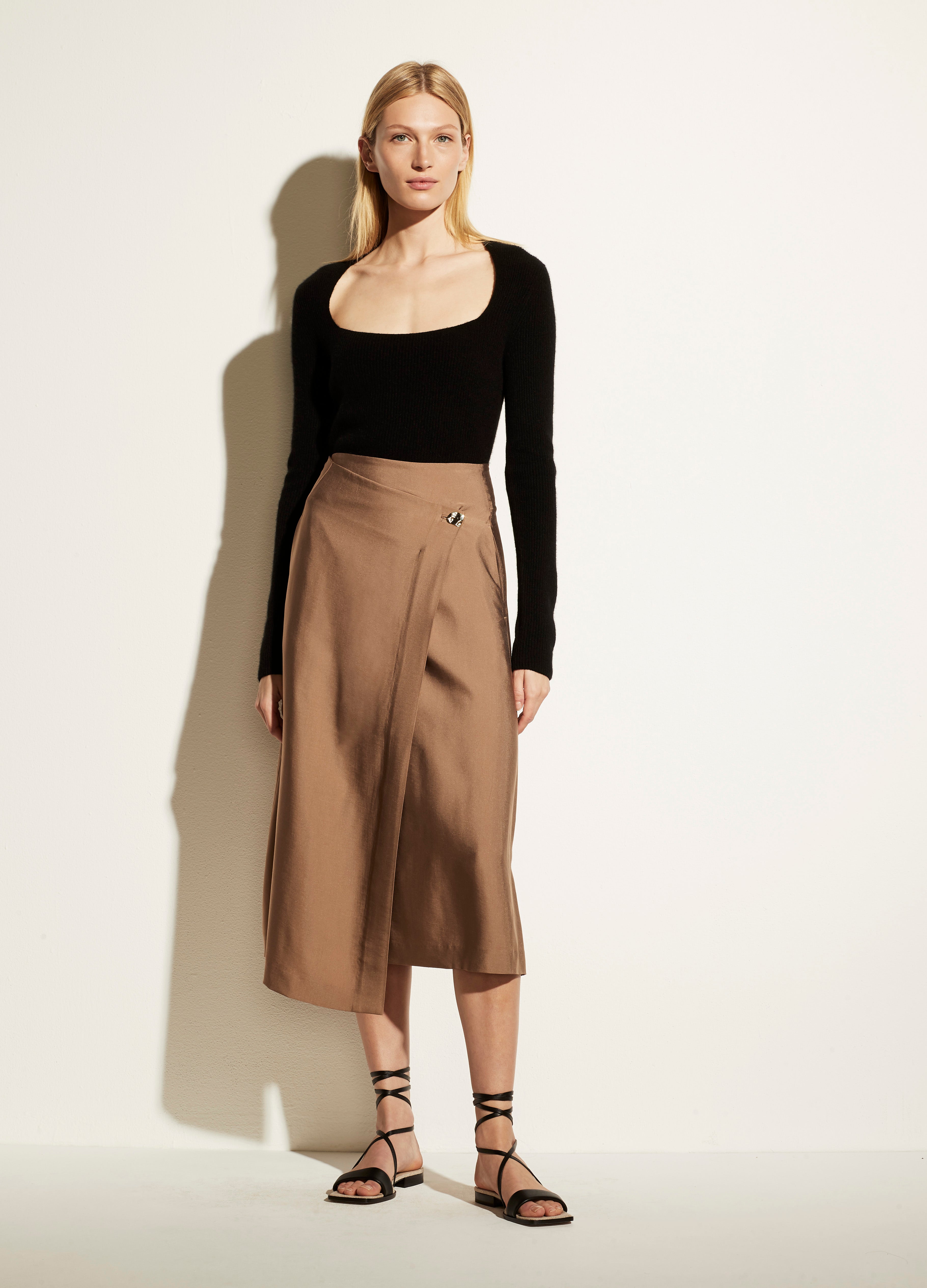 Vince | Asymmetric Wrap Skirt in Myrrh | Vince Unfold