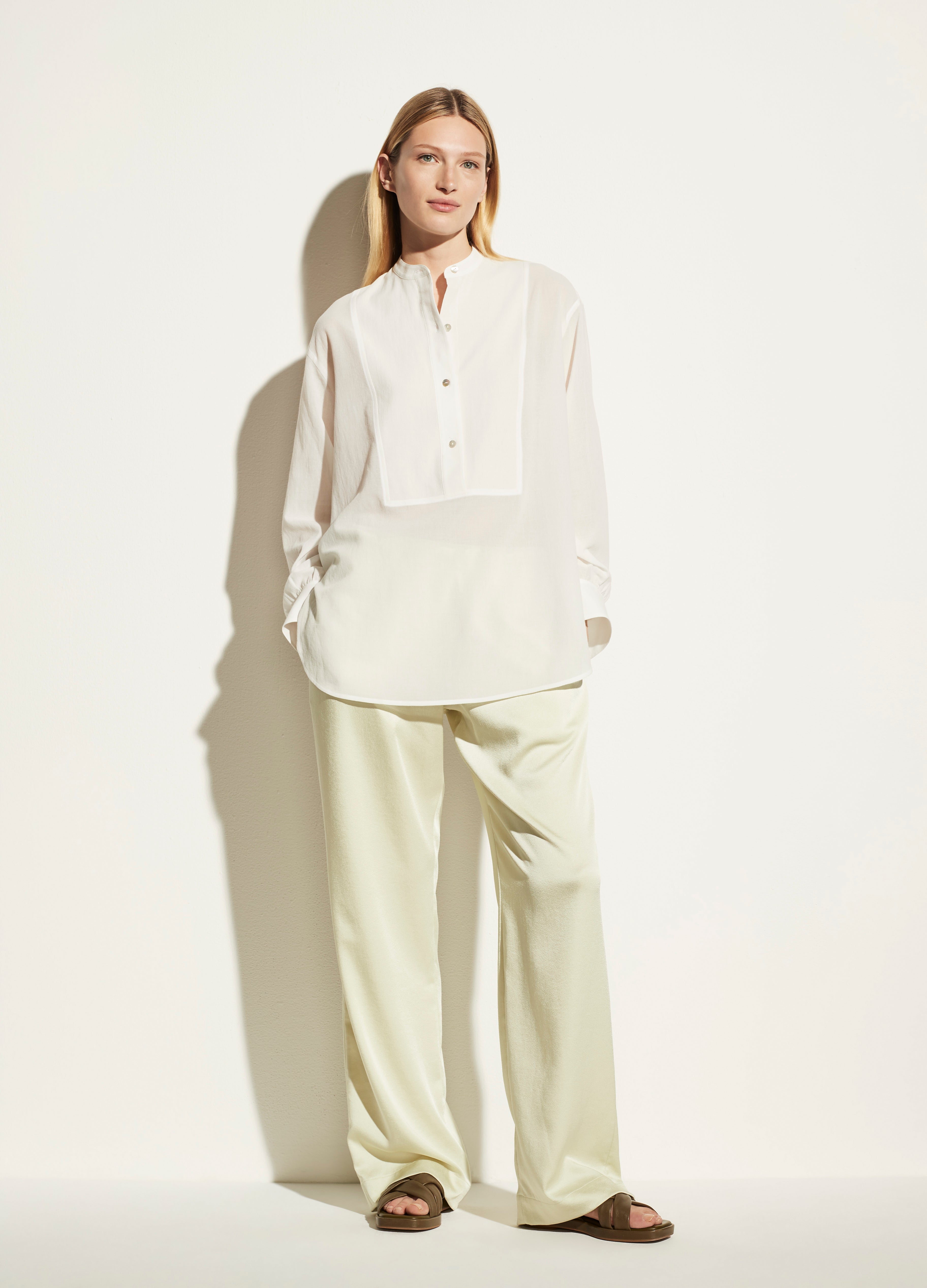 Vince | Easy Bib Front Button Down in Optic White | Vince Unfold