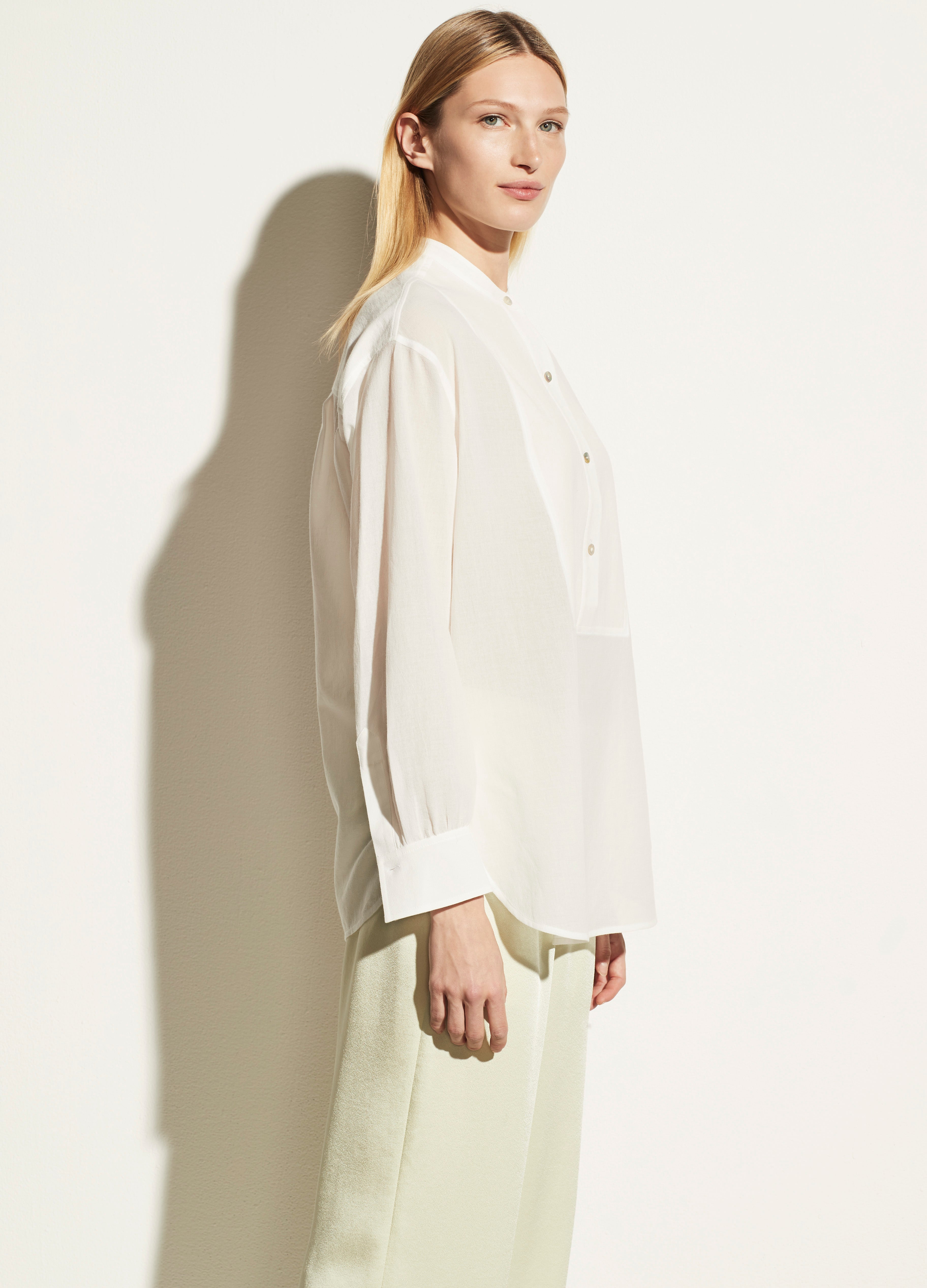 Vince | Easy Bib Front Button Down in Optic White | Vince Unfold