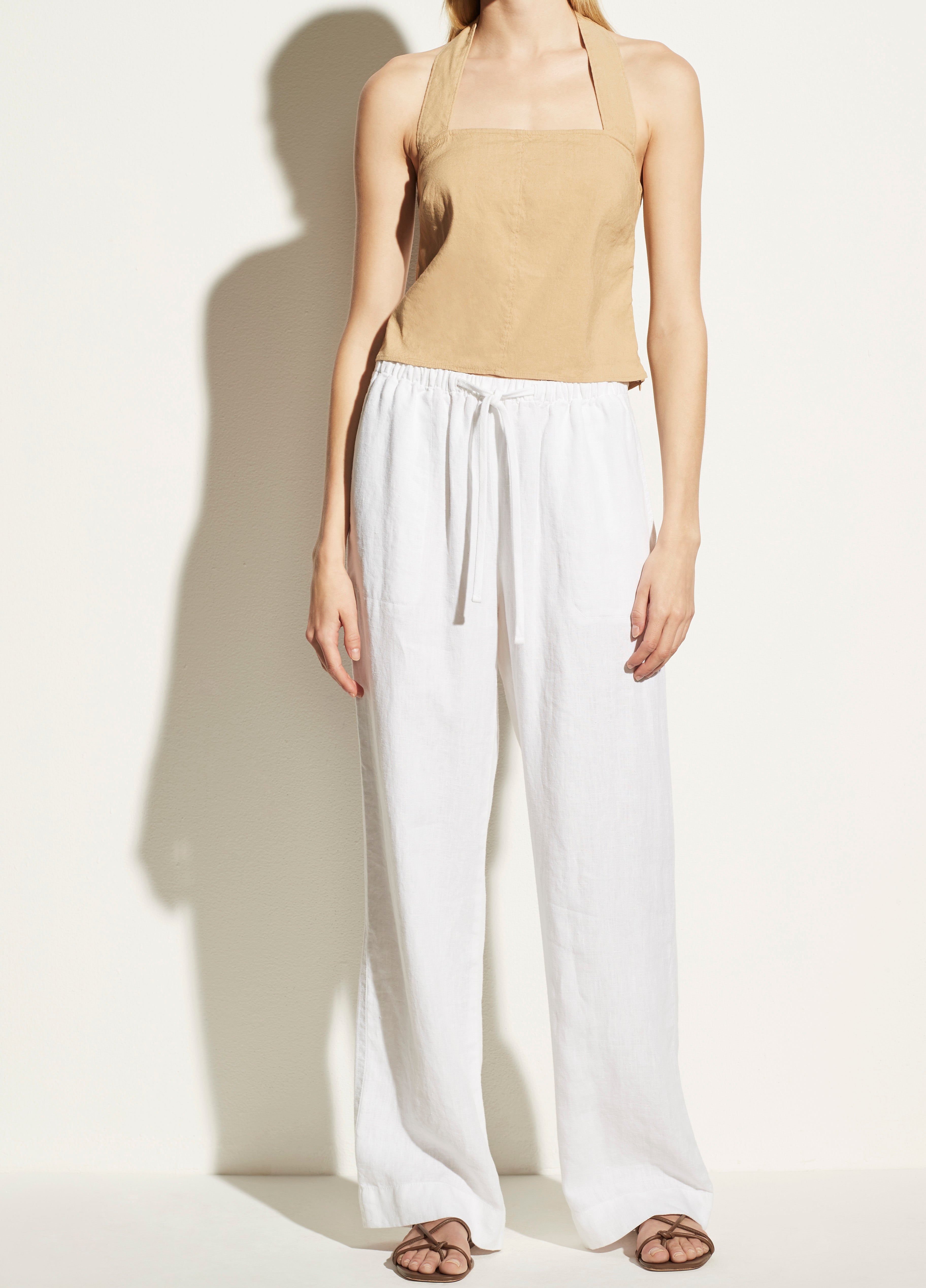 Vince | Tie Front Pull On Pant in Optic White | Vince Unfold
