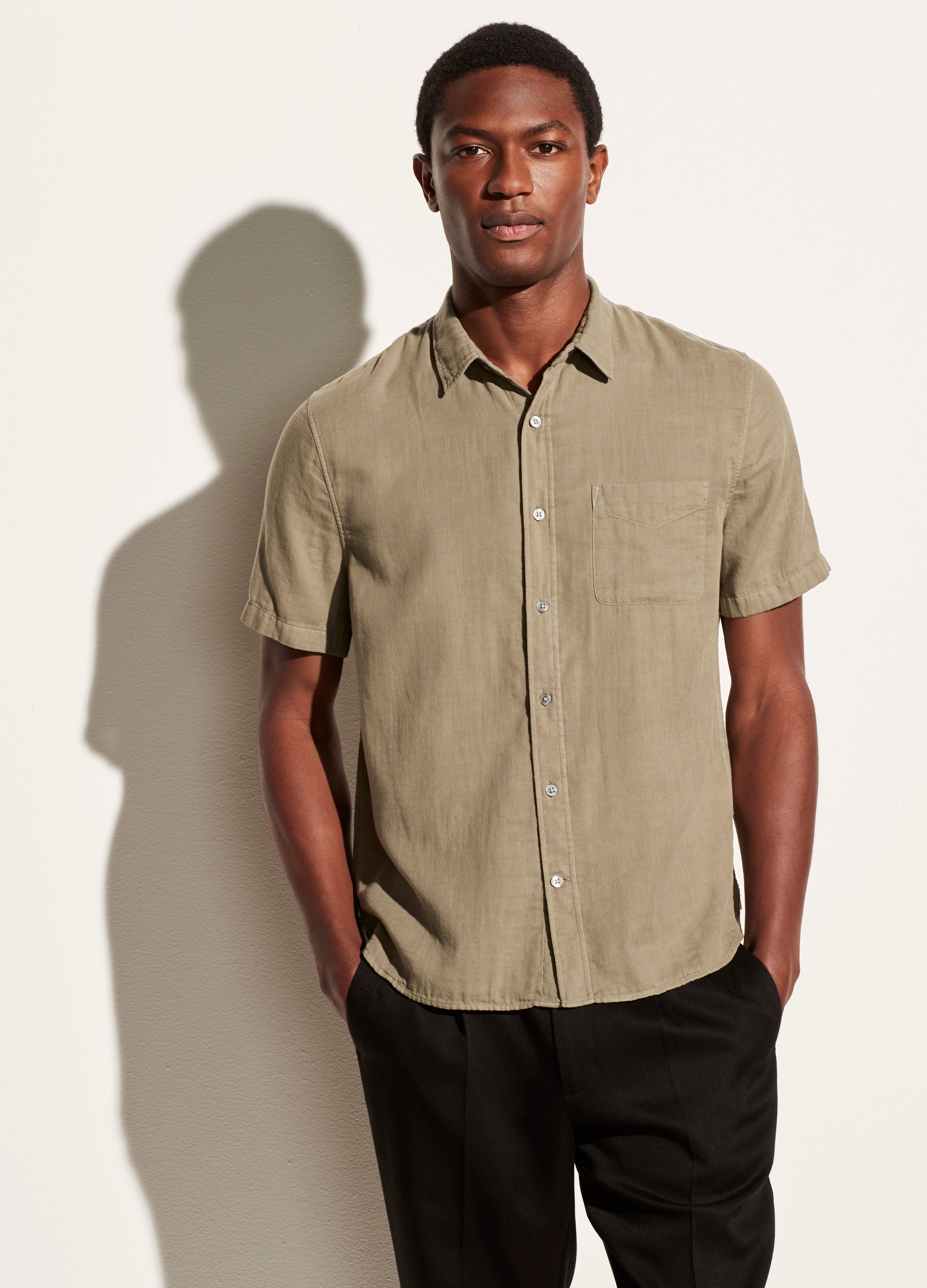 Vince M | Garment Dye Double Face Short Sleeve in Echo Park | Vince Unfold