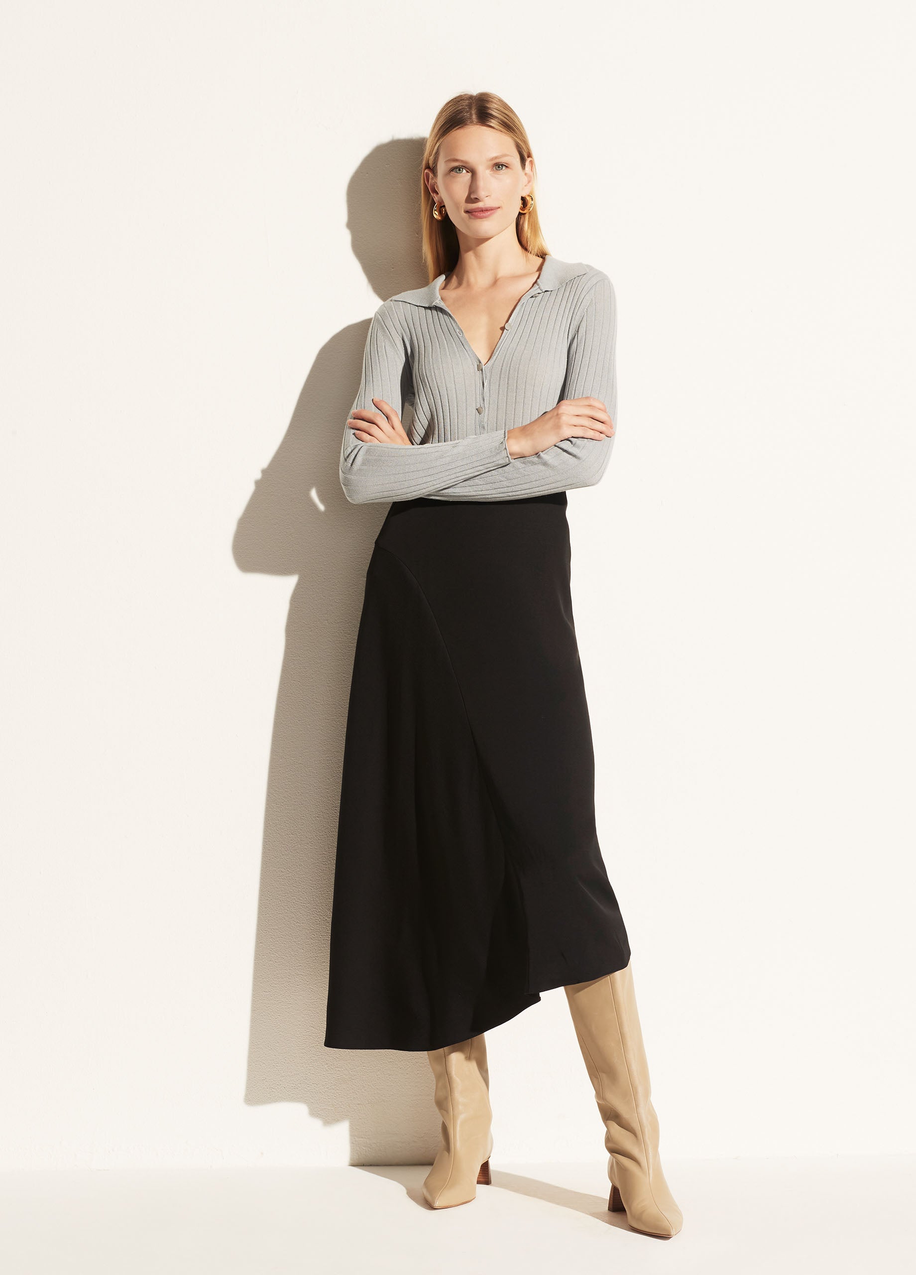 Vince | Asymmetric Seam Skirt in Black | Vince Unfold