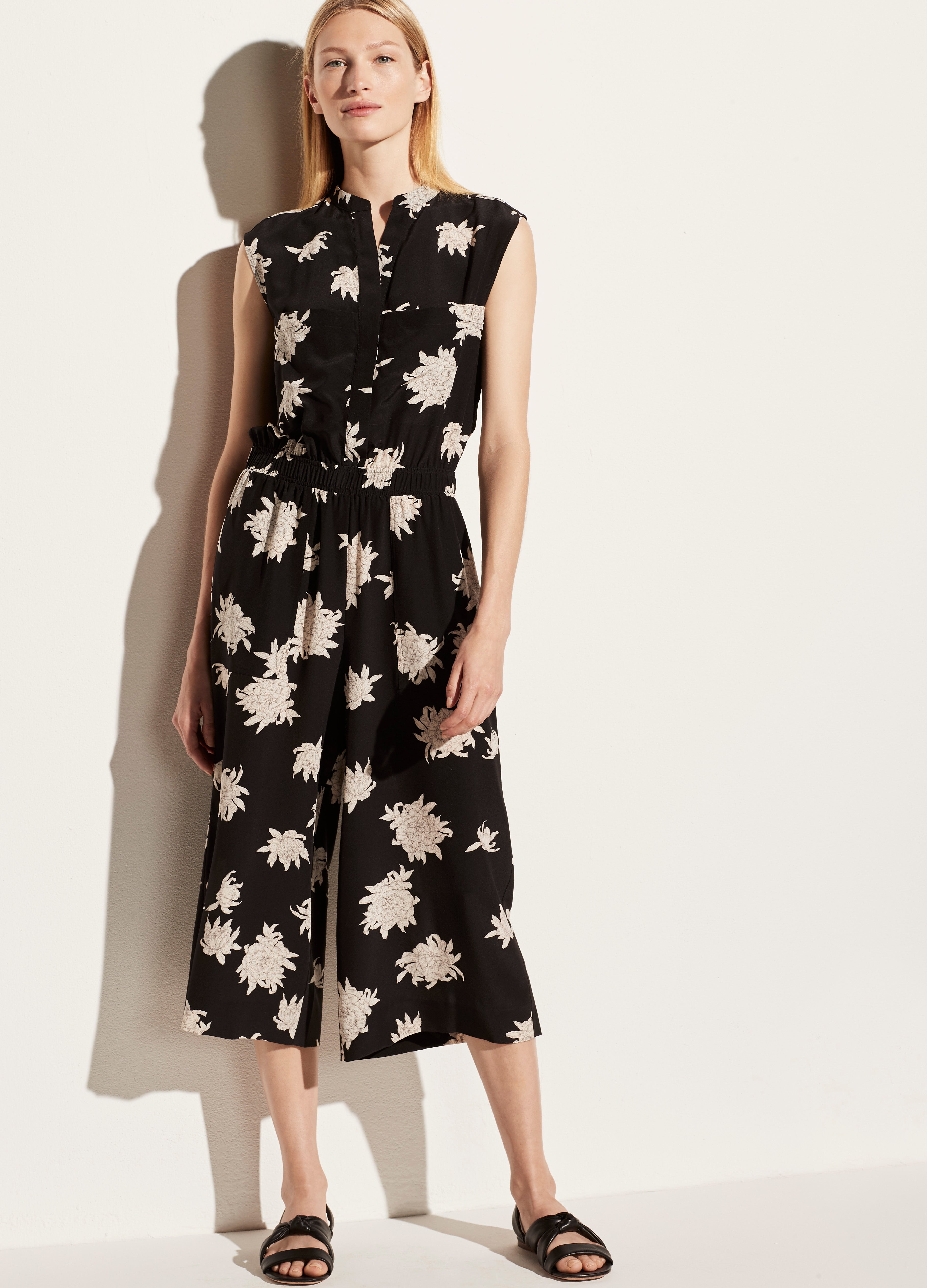 Vince | Chrysanthemum Sleeveless Jumpsuit in Black | Vince Unfold