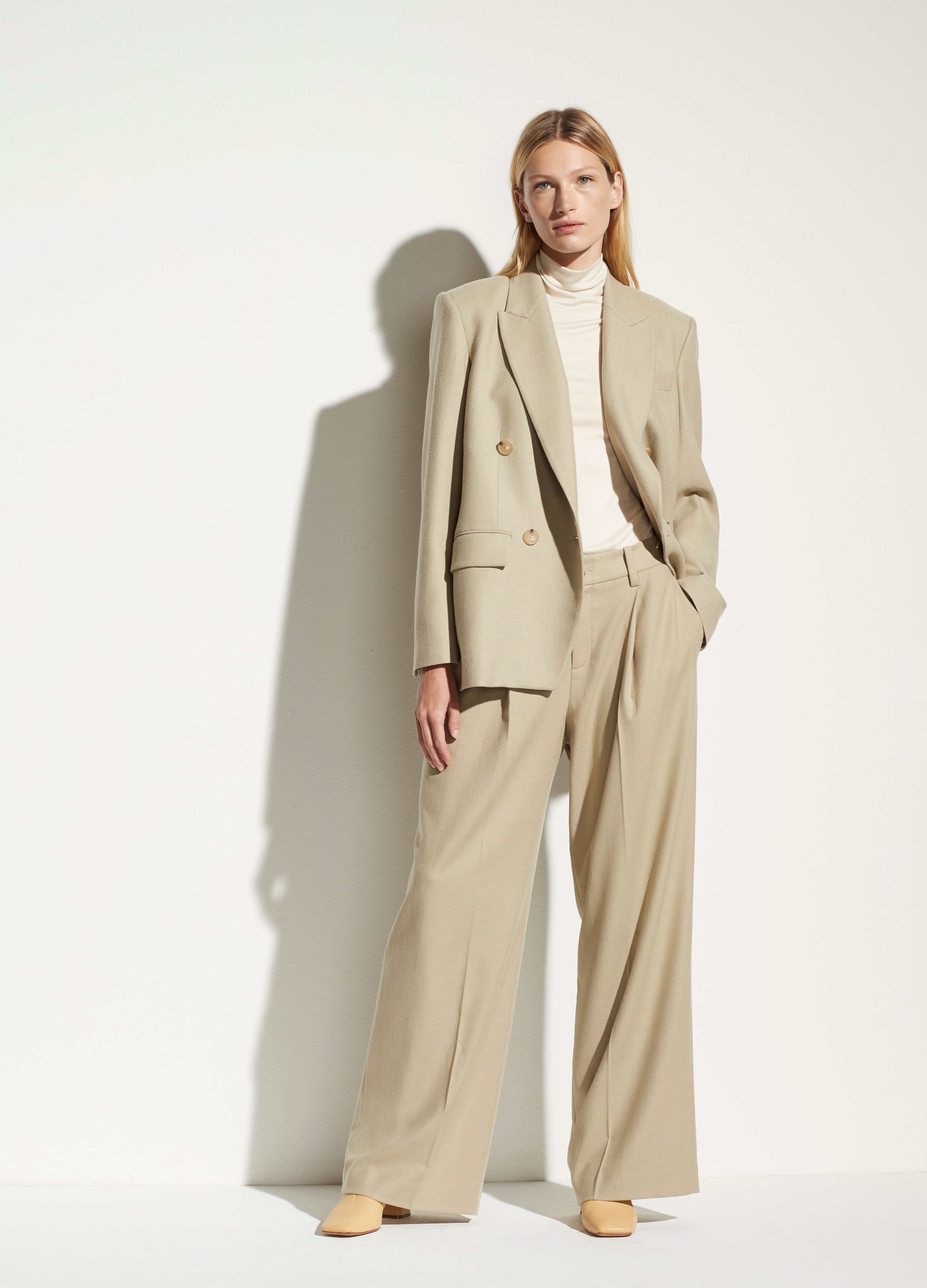 Vince | Pleated Flannel Wide Leg Pant in Sepia | Vince Unfold