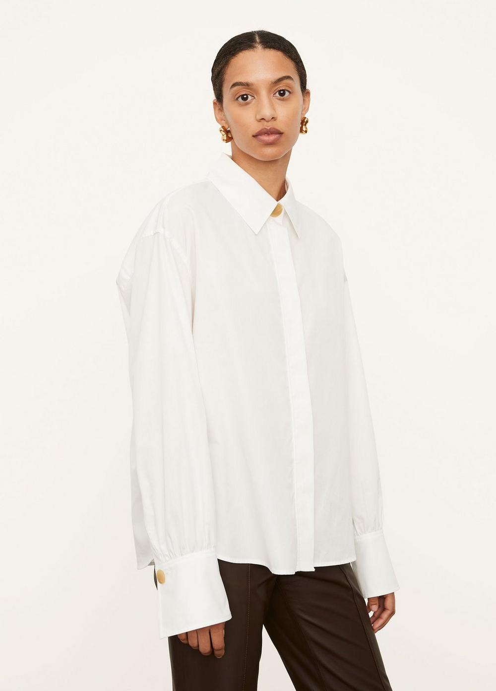 Vince | Shirred Cuff Long Sleeve in Optic White | Vince Unfold