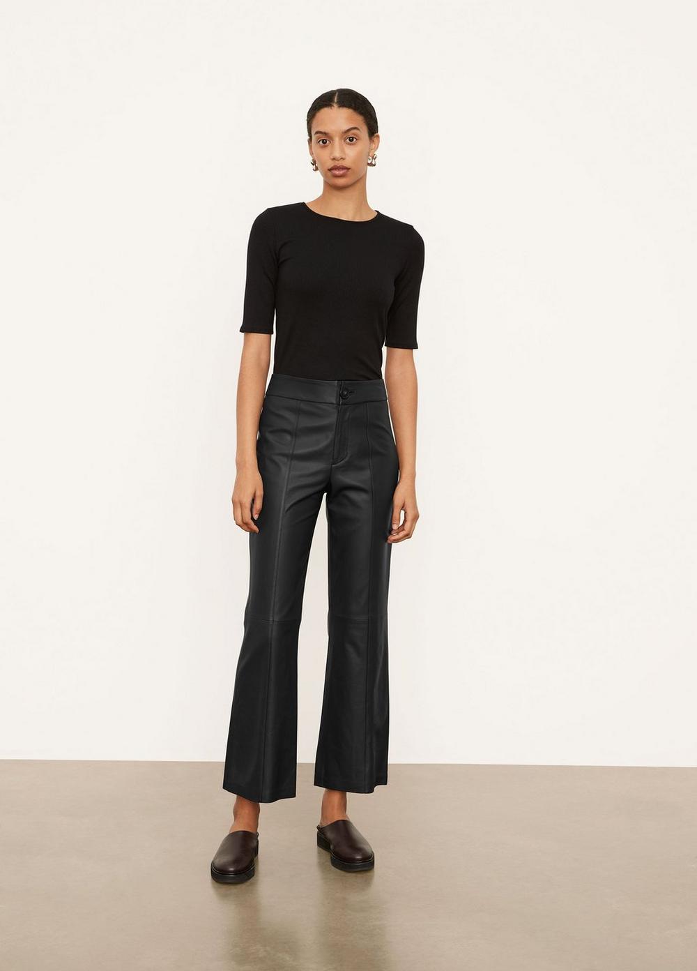 Vince | Leather Flare Pant in Black | Vince Unfold