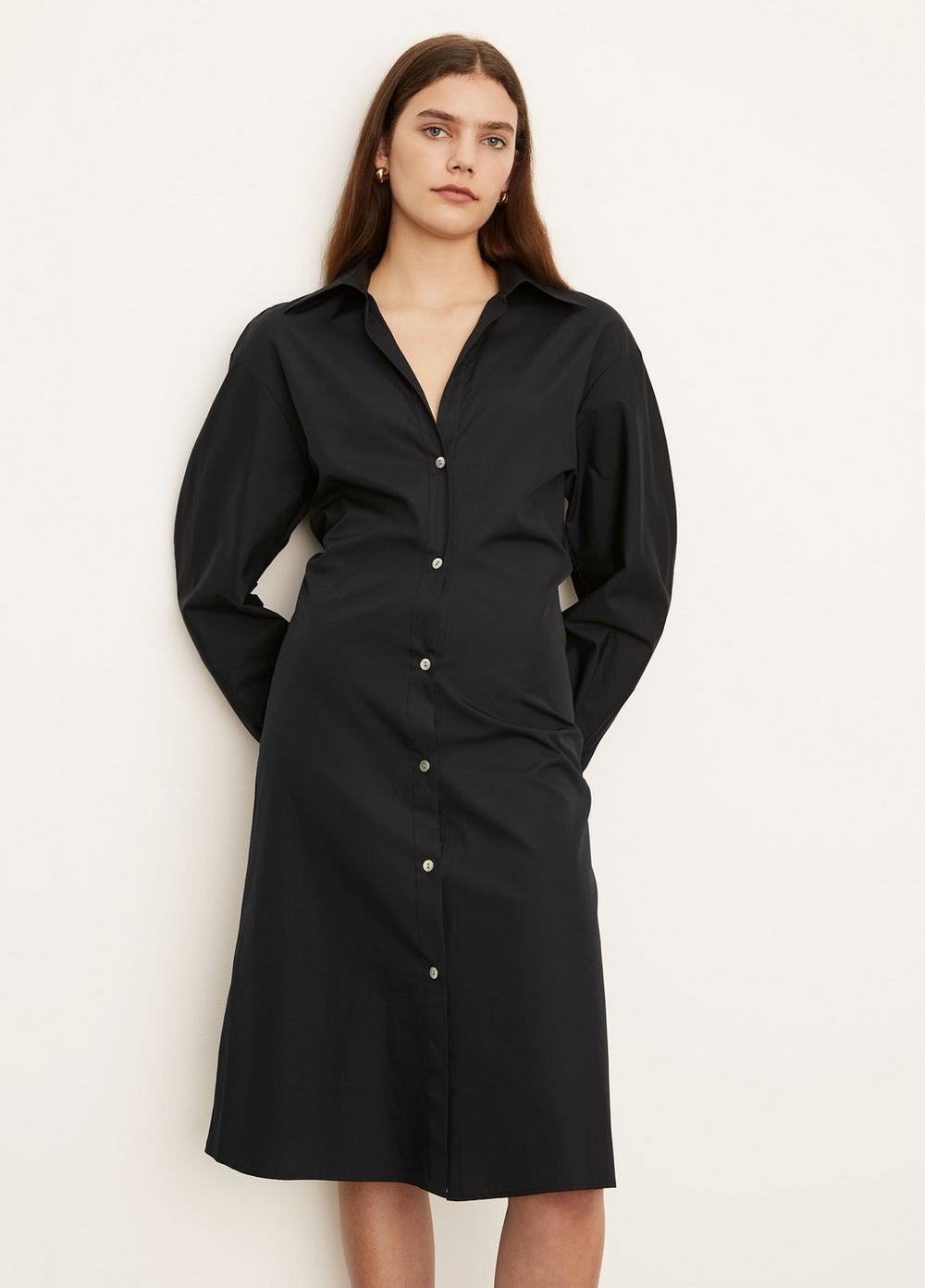 Vince | Long Sleeve Soft Fitted Shirt Dress in Coastal Blue | Vince Unfold