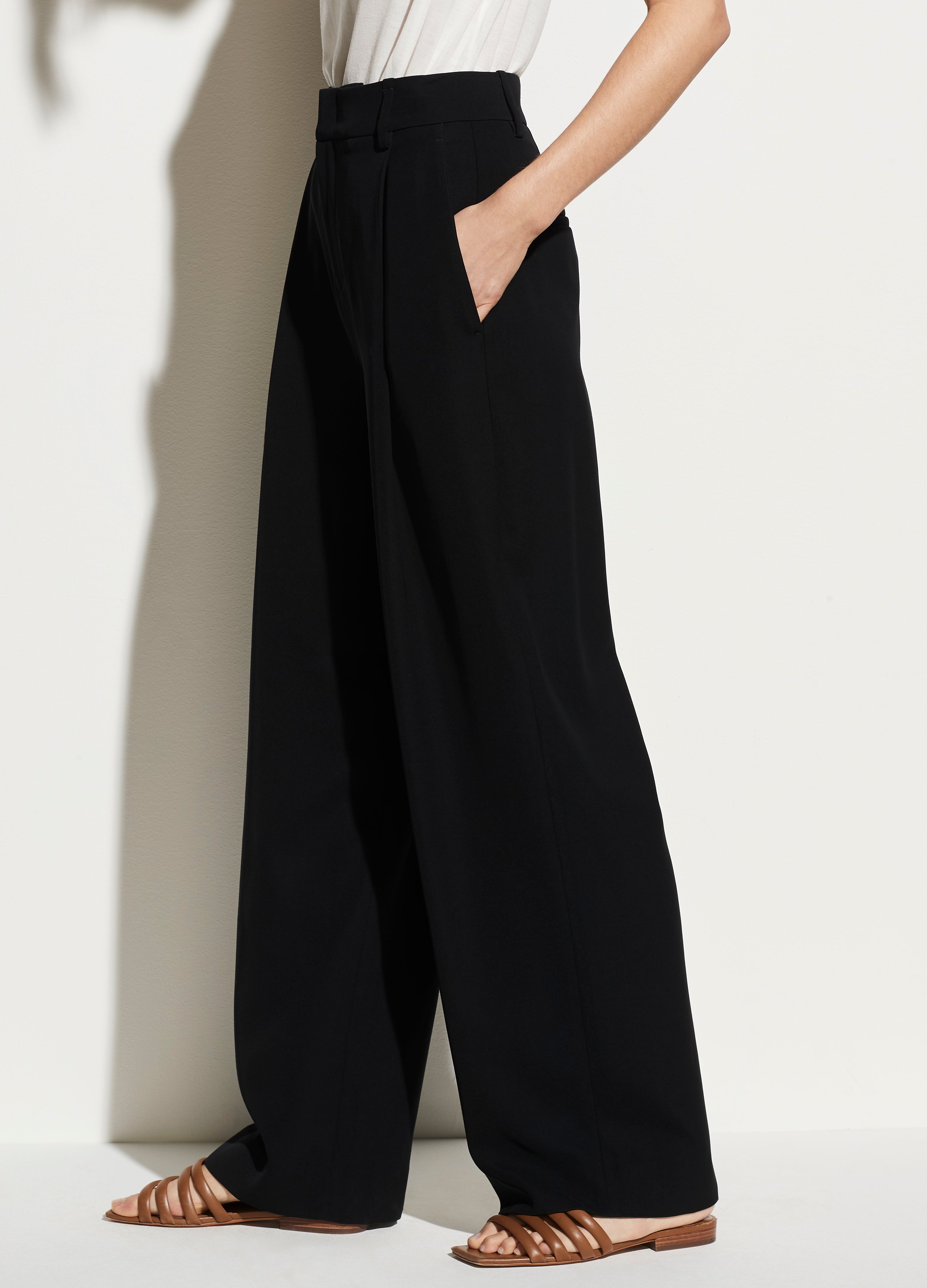 Bassike Slouch Pleated Cropped Pant Black  Maplestore