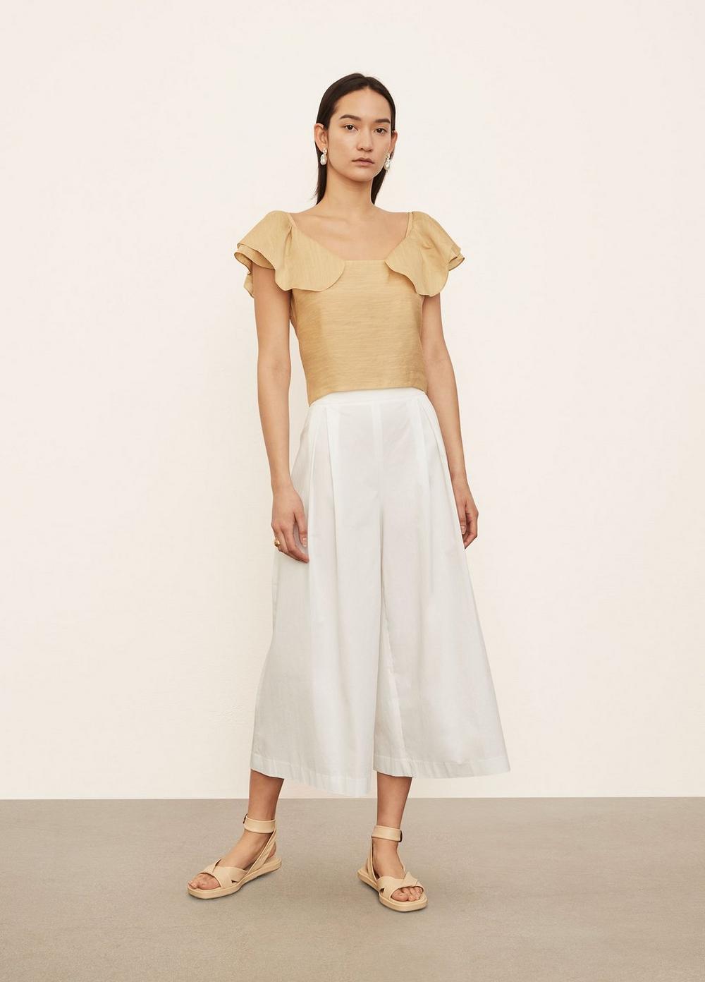 Vince | Flutter Strap Blouse in Wheat | Vince Unfold