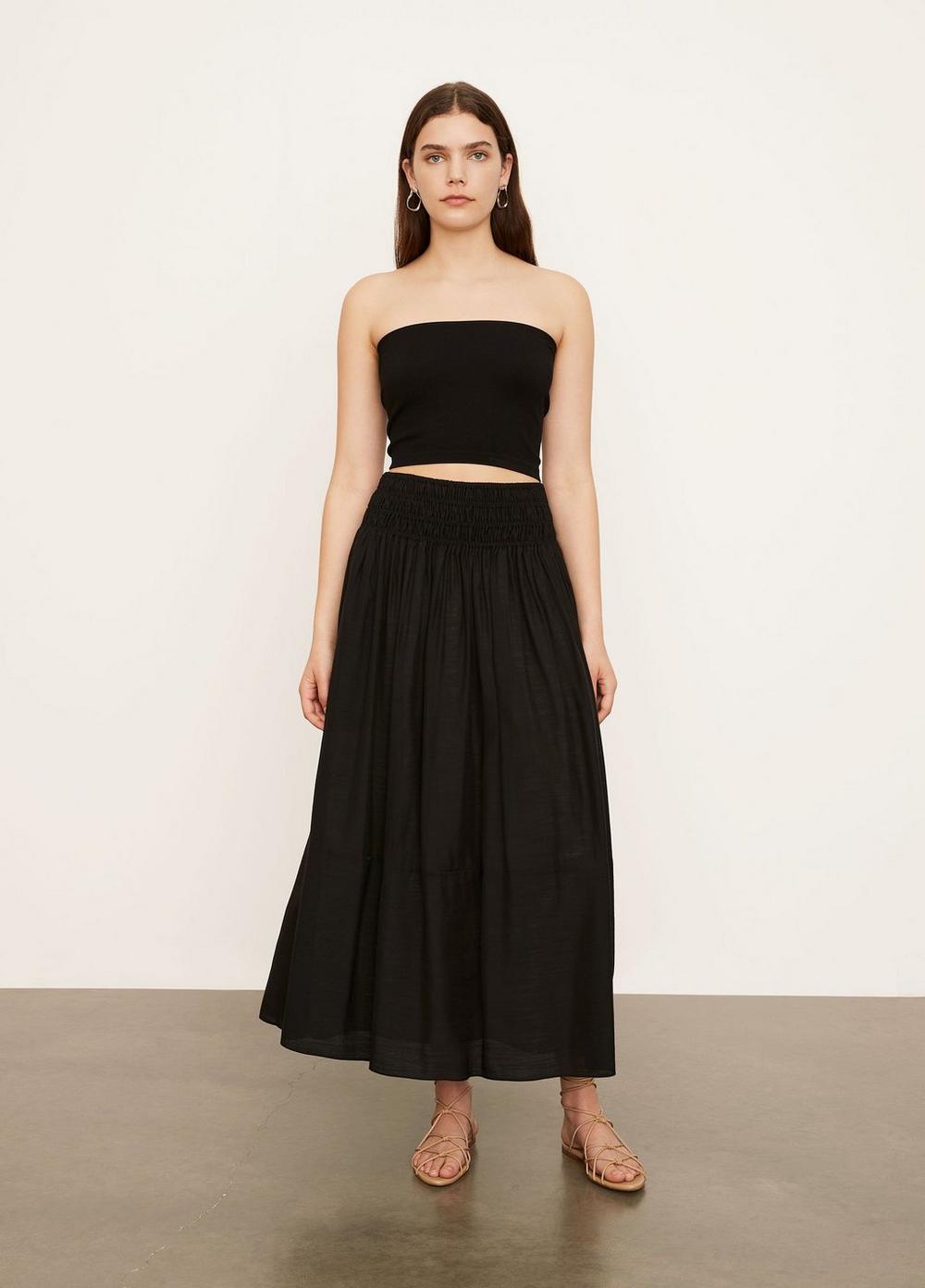 Vince Smocked Tiered Skirt In Black Vince Unfold 2820