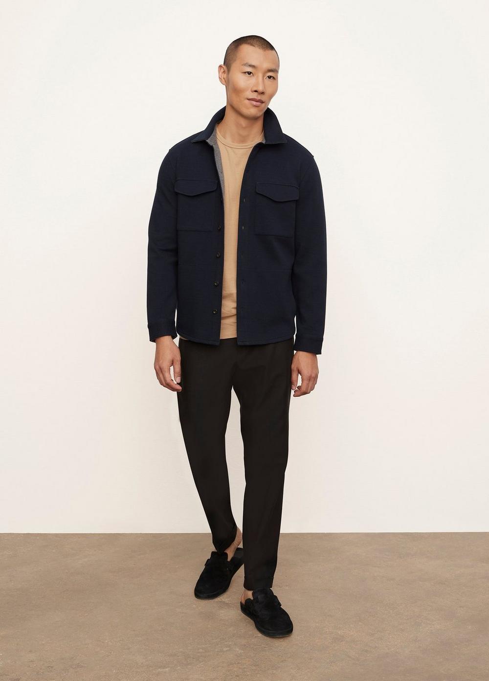 Vince M | Double Knit Pique Shirt Jacket in Coastal/Medium Heather Grey ...