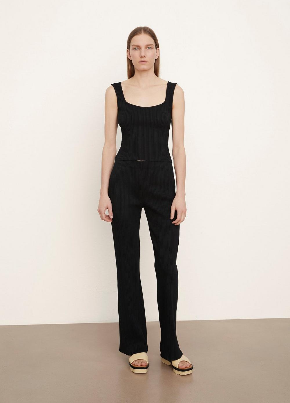 Vince - Black Ribbed Flare Pant