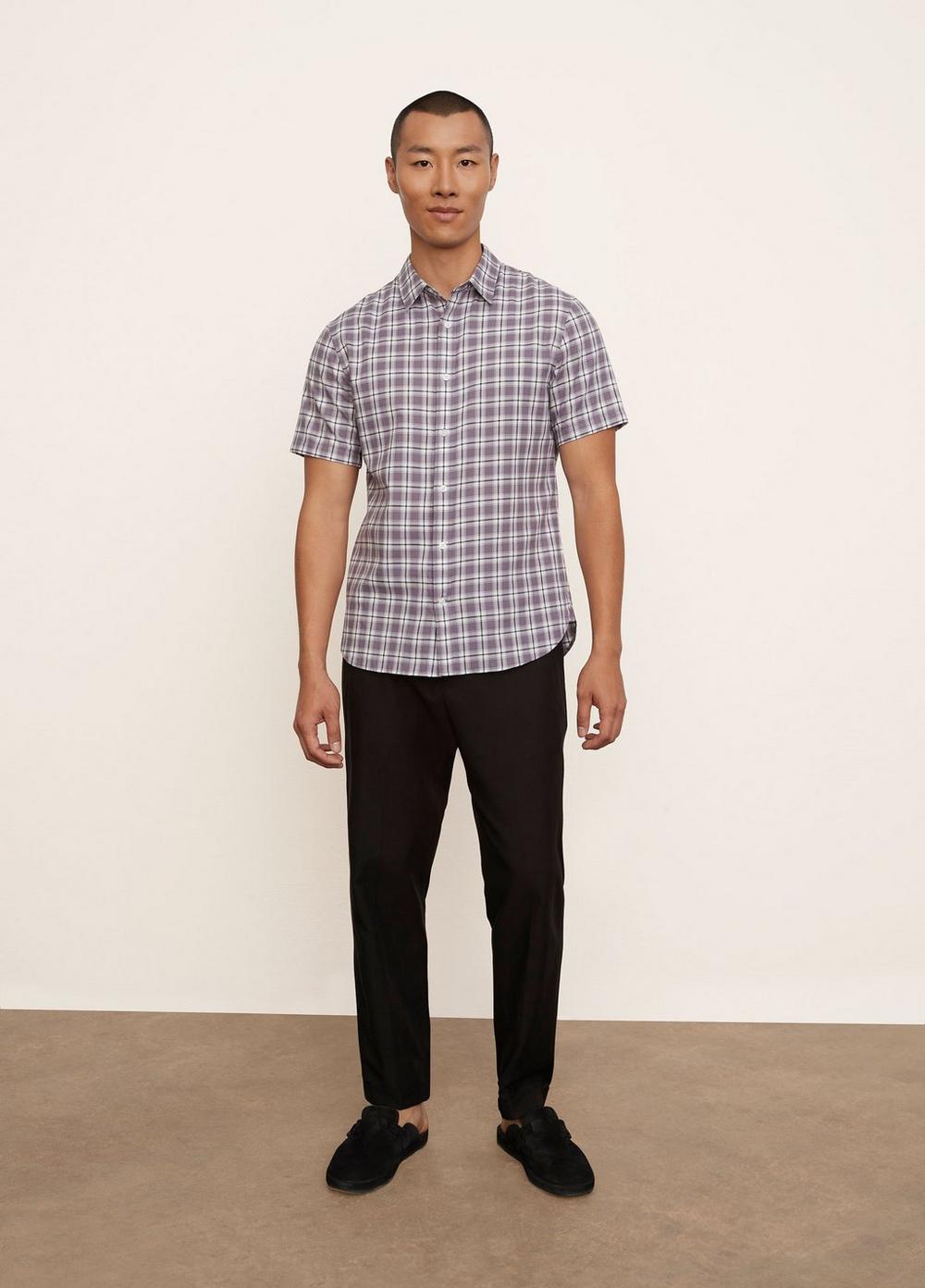 Vince M | Waterfront Plaid Short Sleeve Shirt in Dusty Sky | Vince Unfold