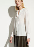 Vince | Silk Long Sleeve Tie Neck Blouse in Off White | Vince Unfold