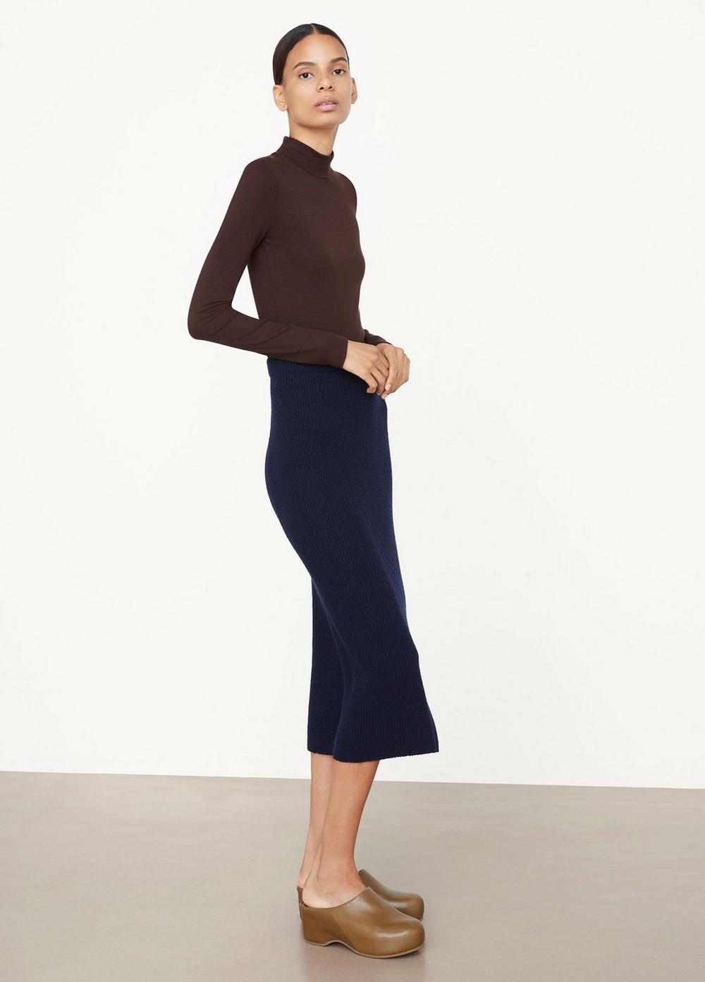 Vince | Crimped Wool Skirt in Navy | Vince Unfold