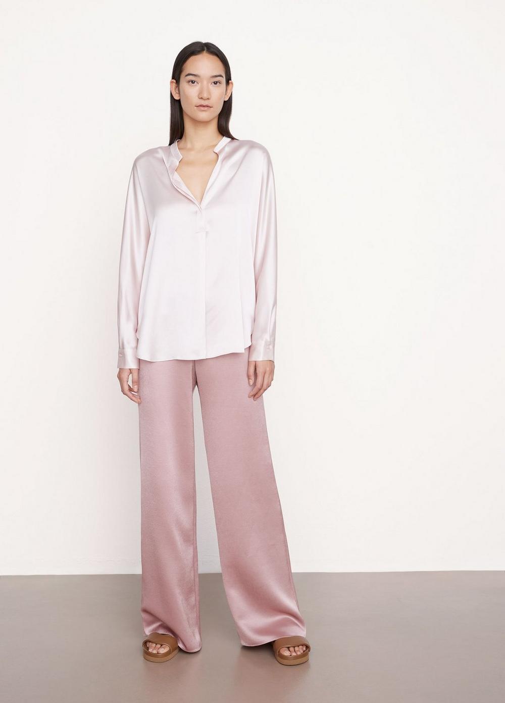 Vince High Waist Satin Flare Pant in Petal Quartz Vince Unfold