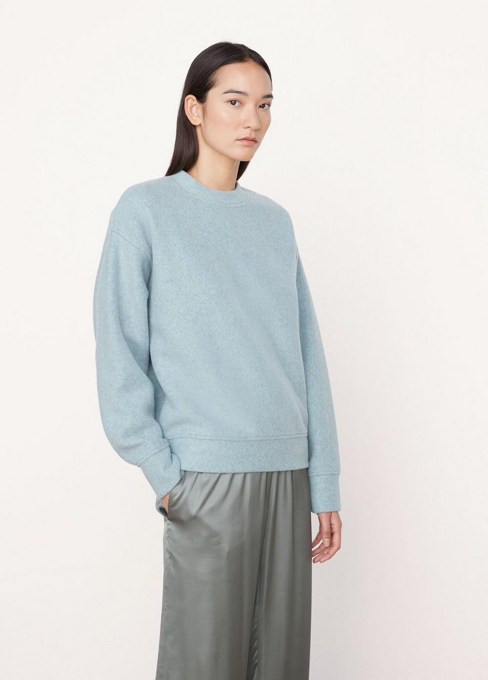 Vince | Essential Boxy Crew Neck Pullover in Heather Aegean | Vince Unfold