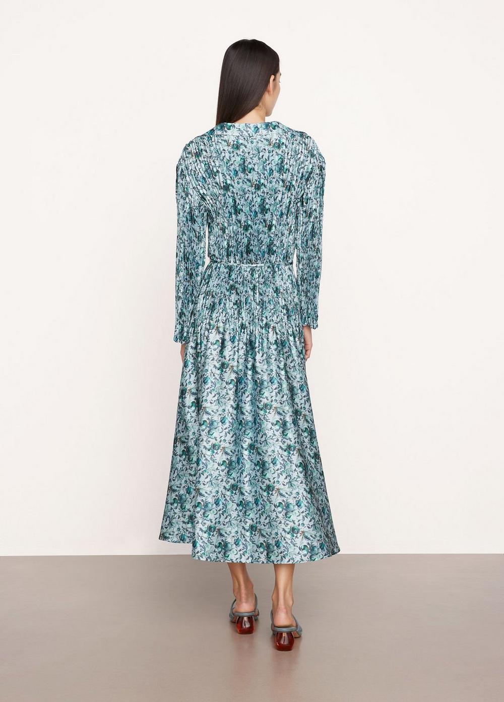 Vince | Berry Blooms Pleated Shirt Dress in Ocean | Vince Unfold