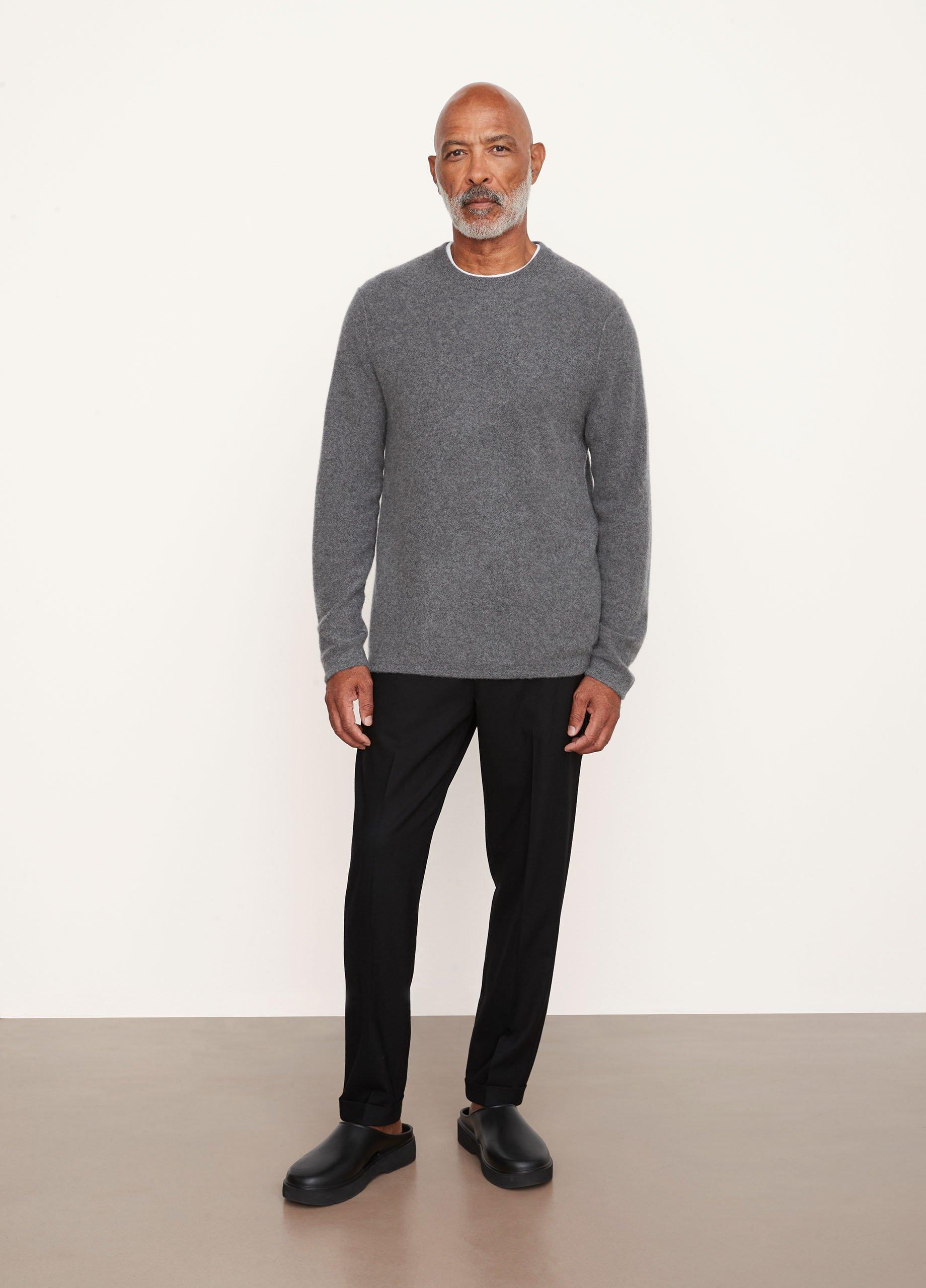 Vince M | Plush Cashmere Crew Neck Sweater in Medium Heather Grey ...