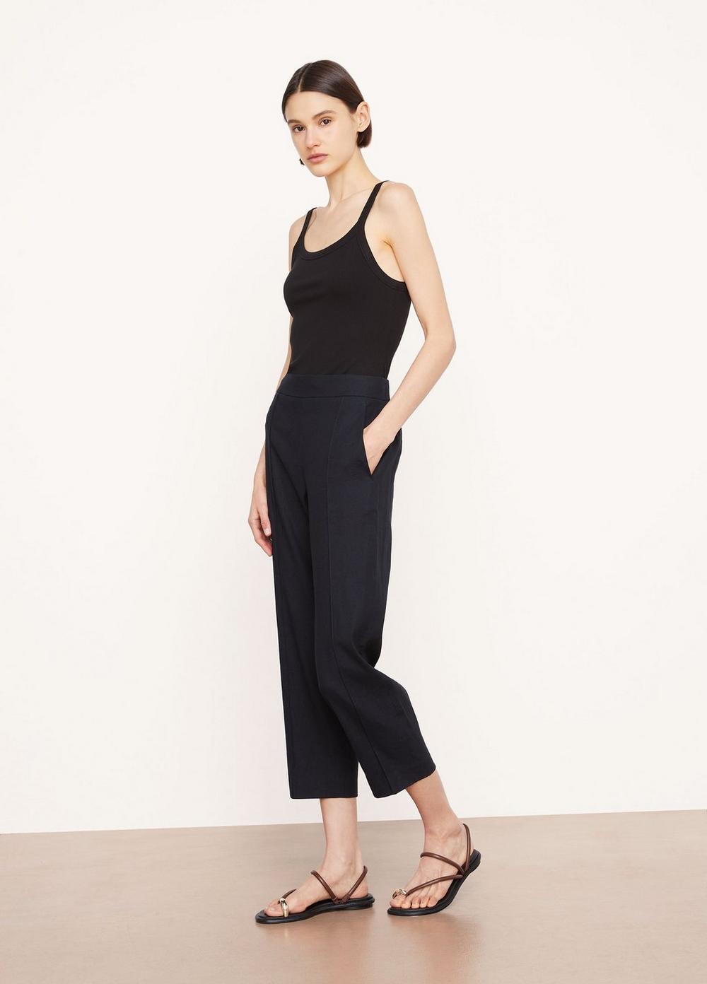 Vince | Linen-Blend Tapered Pull-On Pant in Marina | Vince Unfold