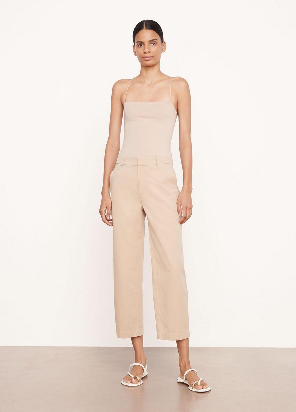 Vince | Mid-Rise Washed Cotton Crop Pant in Pale Wheat | Vince Unfold