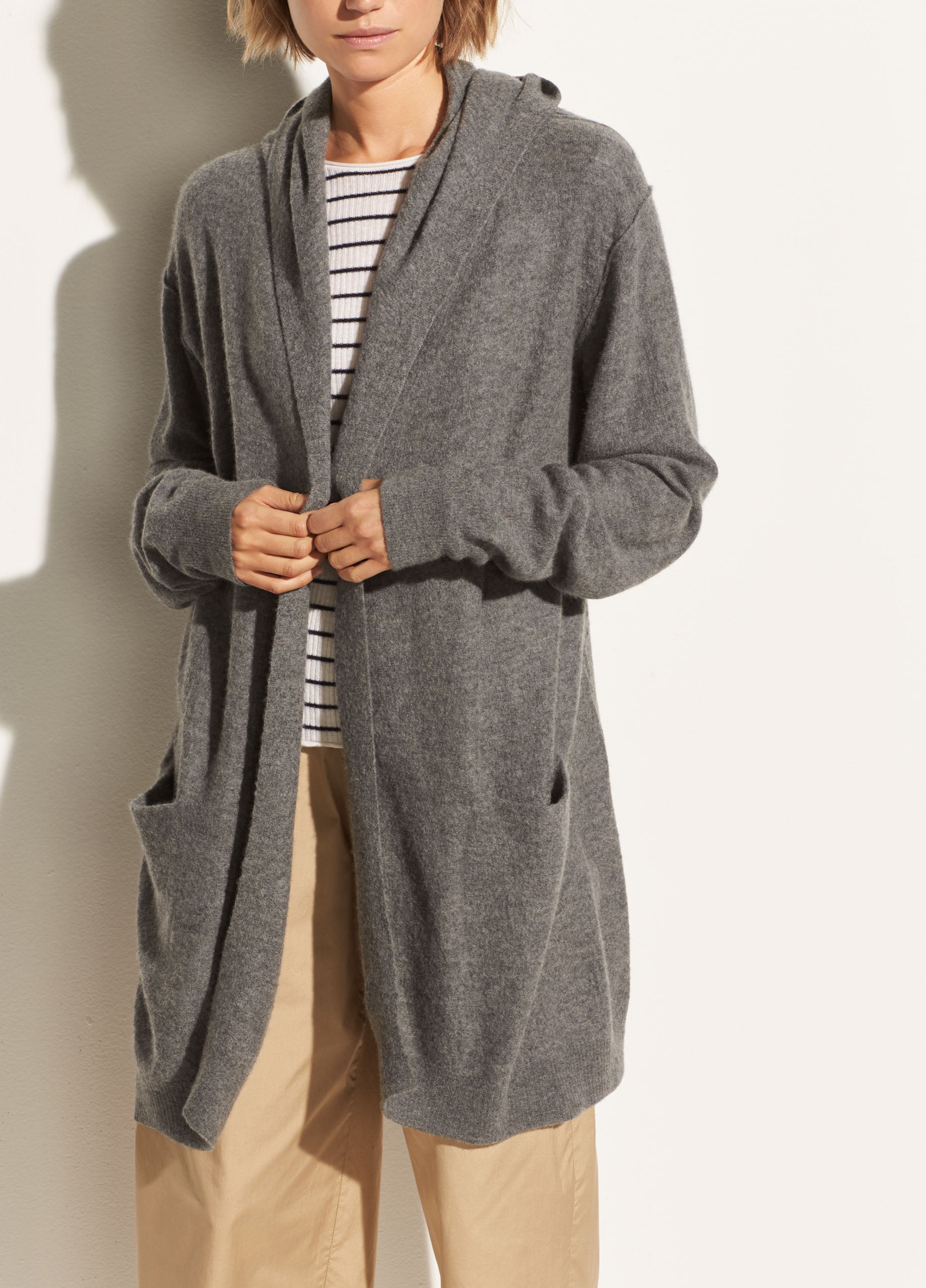 vince hooded cashmere cardigan