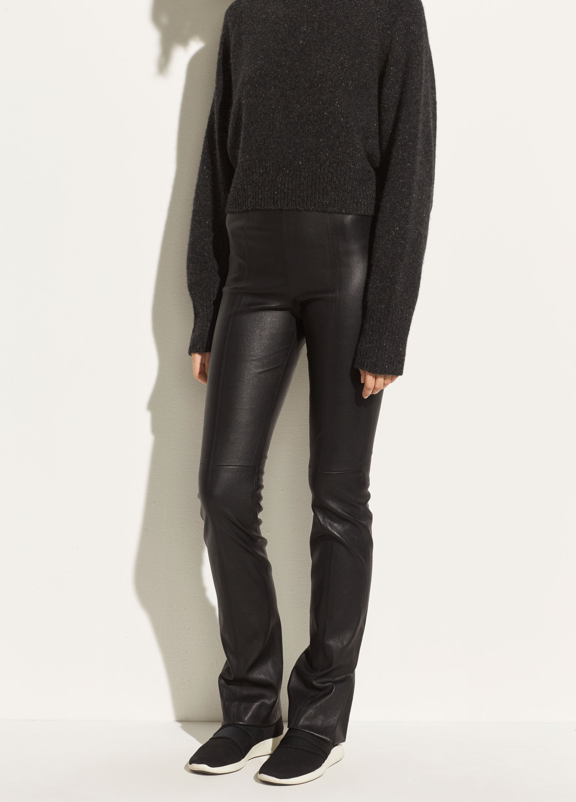 Vince Stitch Front Leather Legging - Black