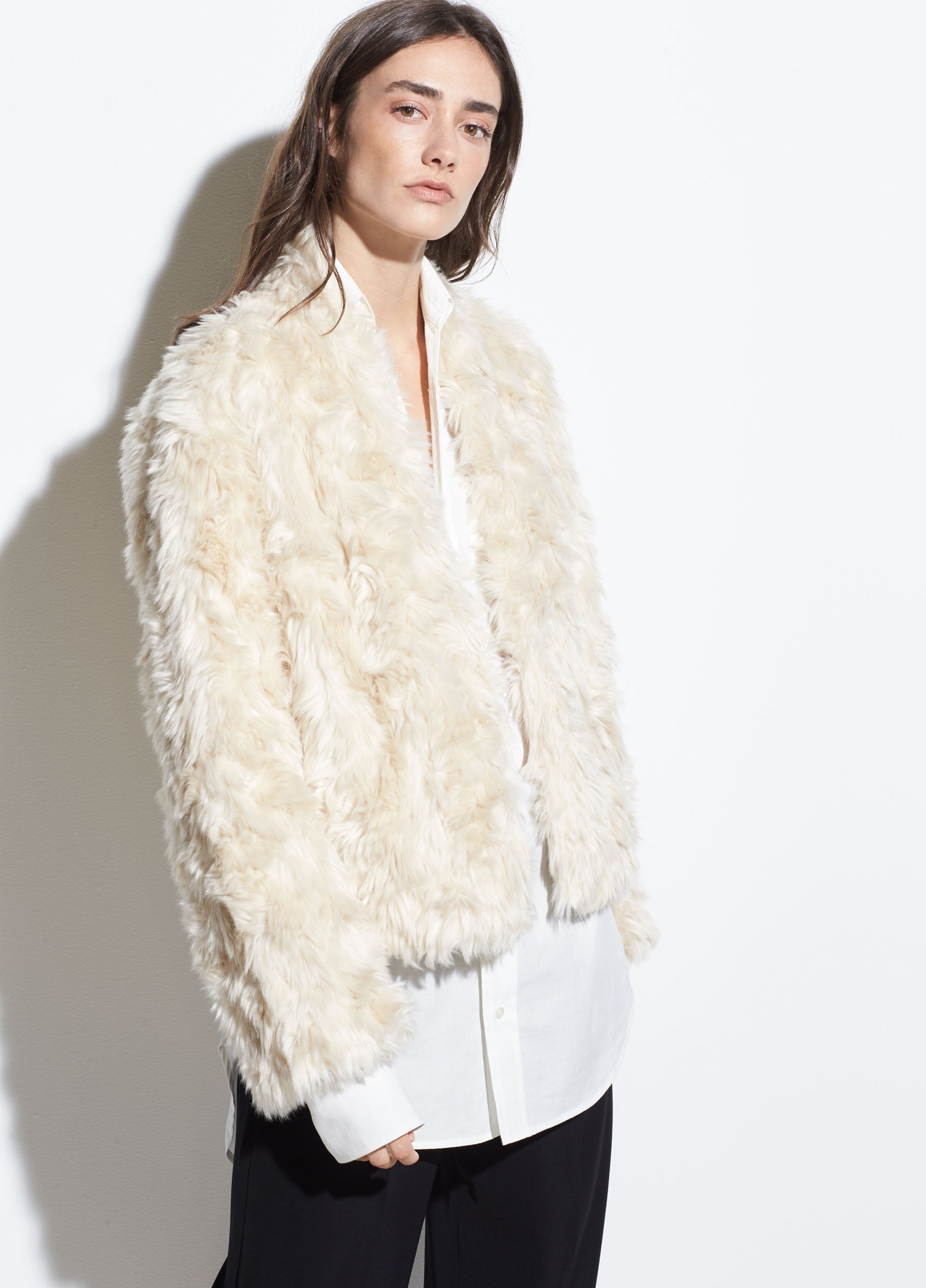 cream fur jacket