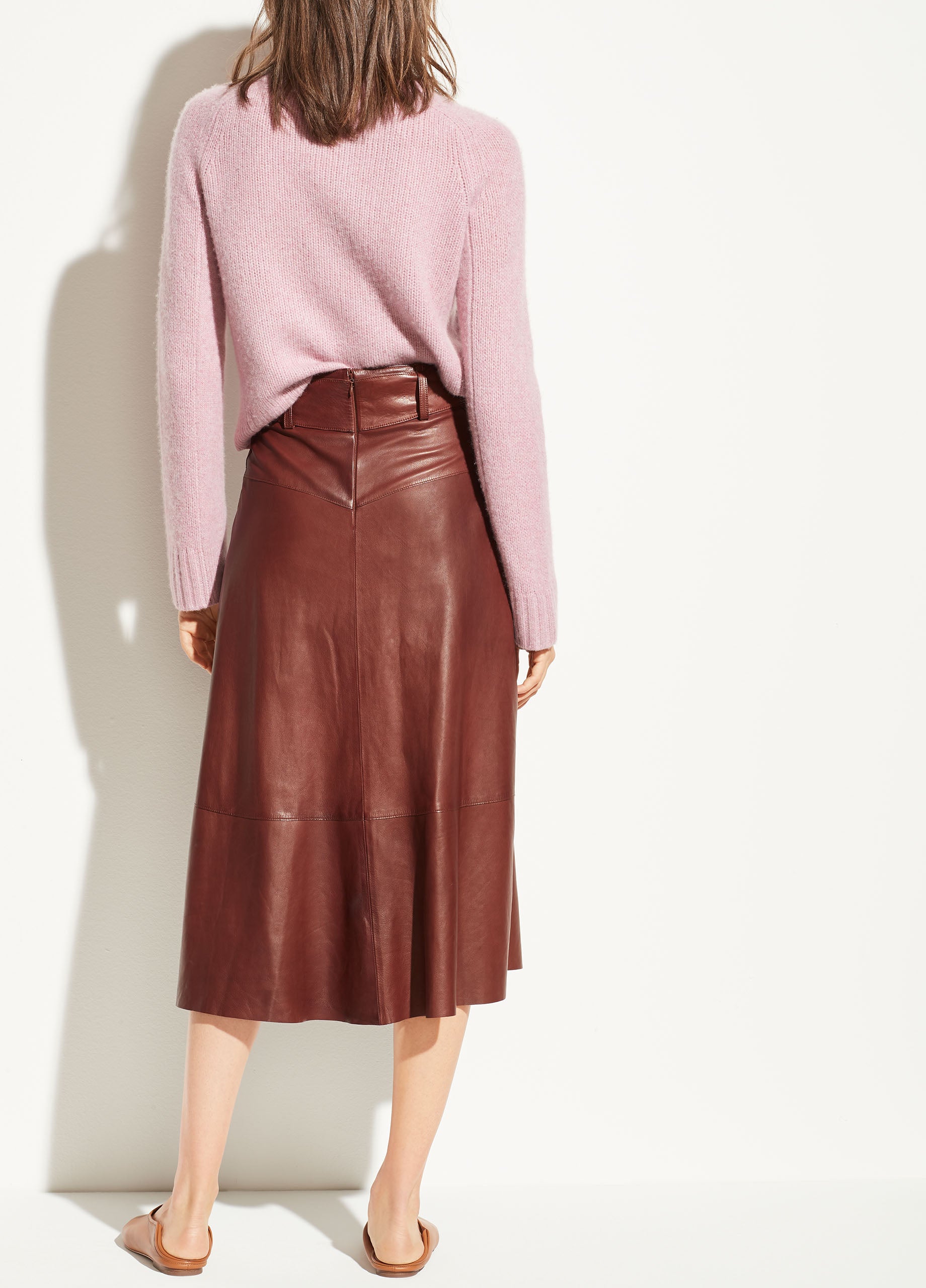 vince leather skirt brown