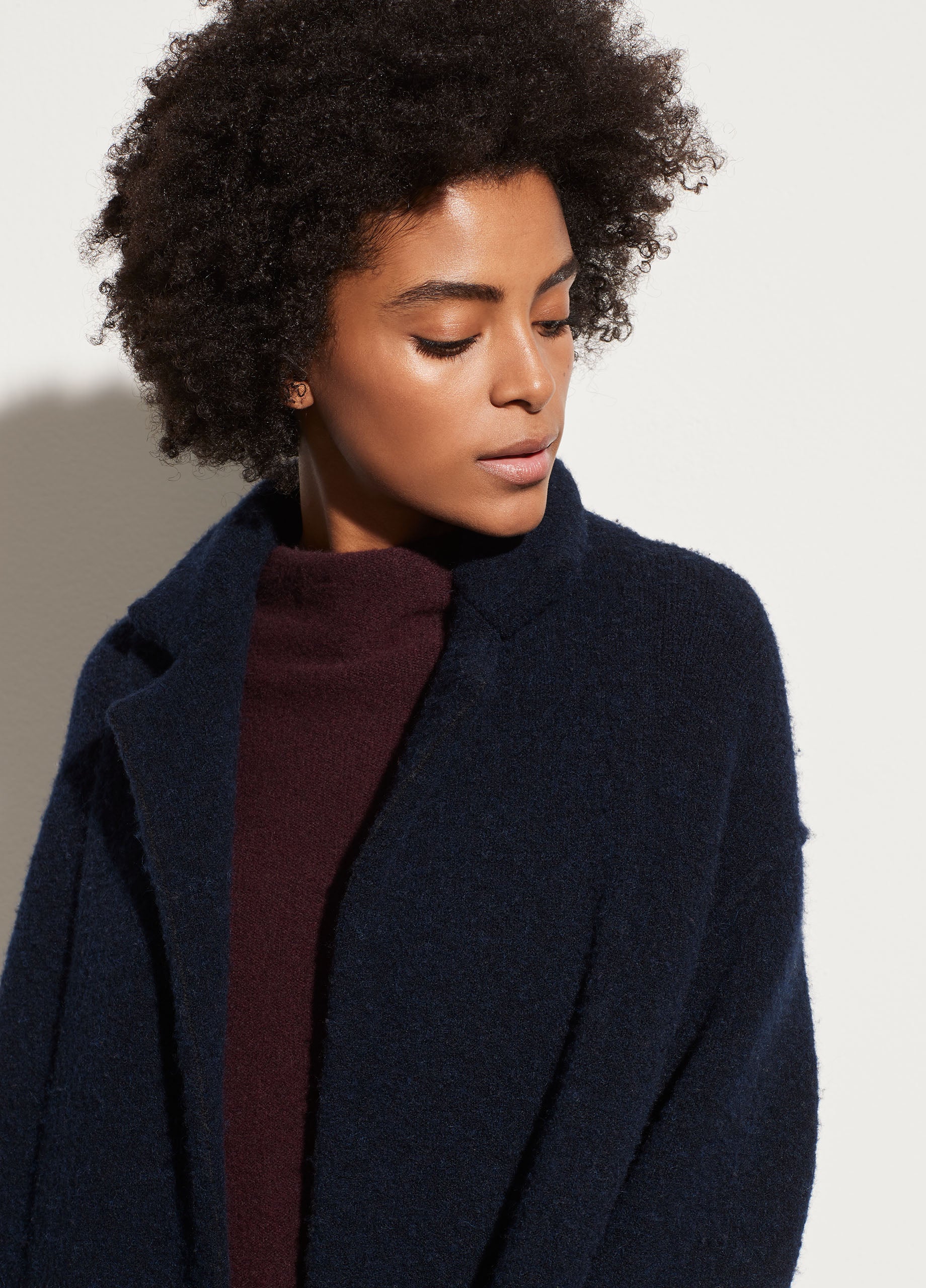 Vince | Notch Collar Long Cardigan in Navy | Vince Unfold