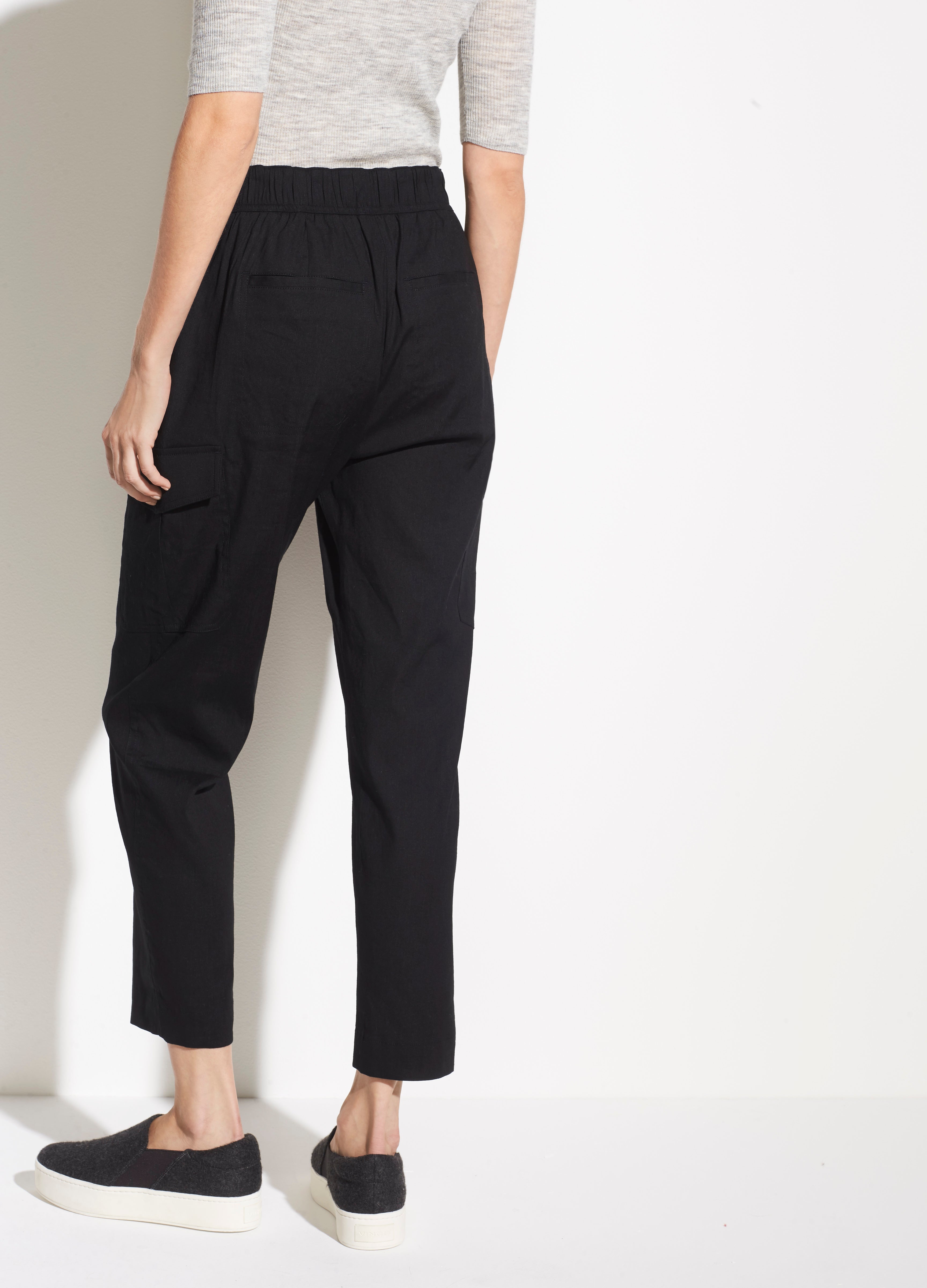 black linen cargo pants