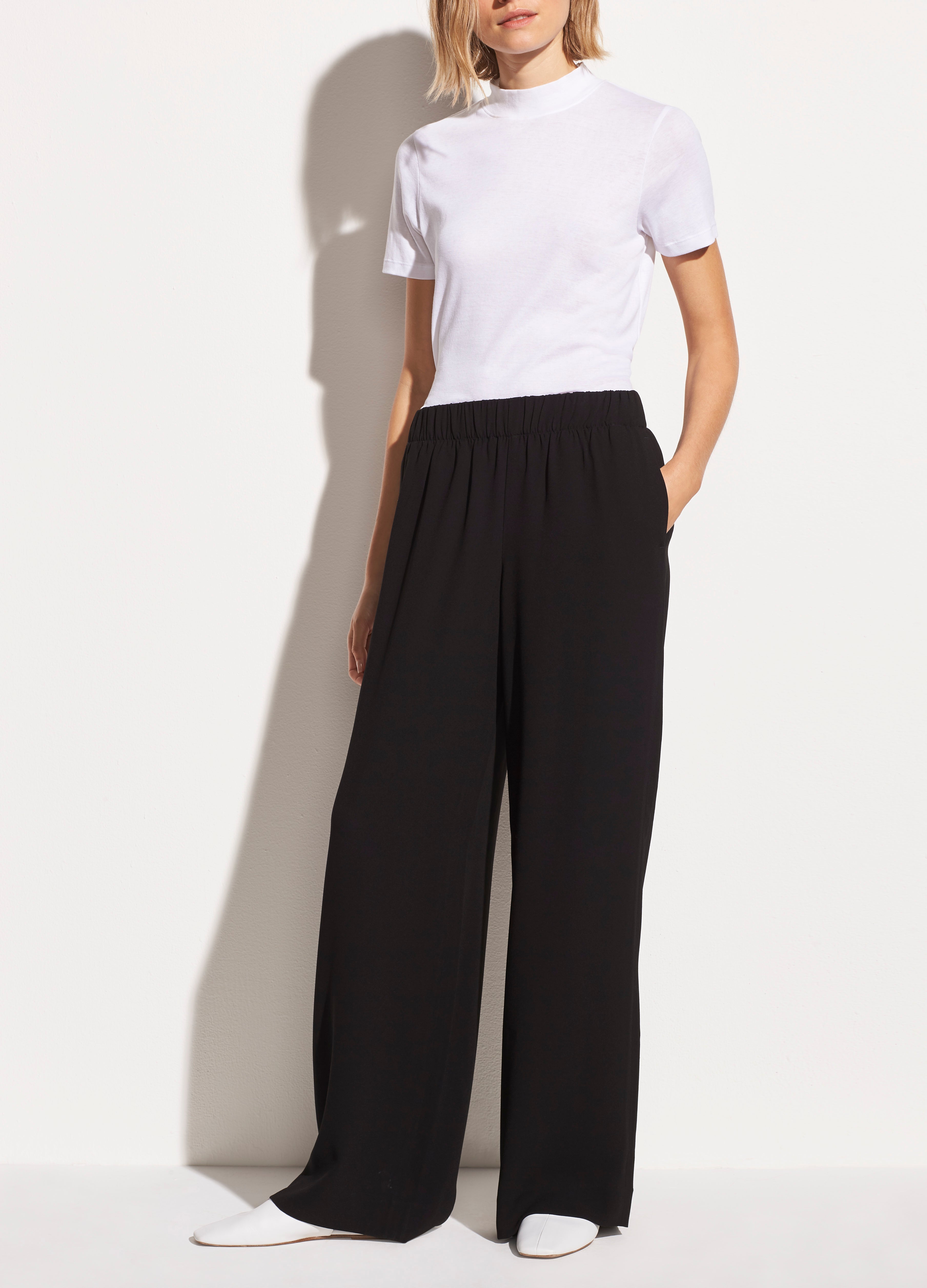 Vince | Wide Leg Pull On Pant in Black | Vince Unfold