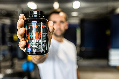 Alpha #1 Testosterone Booster Holding Bottle