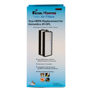 Filter-Monster True HEPA Replacement for HoMedics AT-OFL Total Clean Filter, 2 Pack