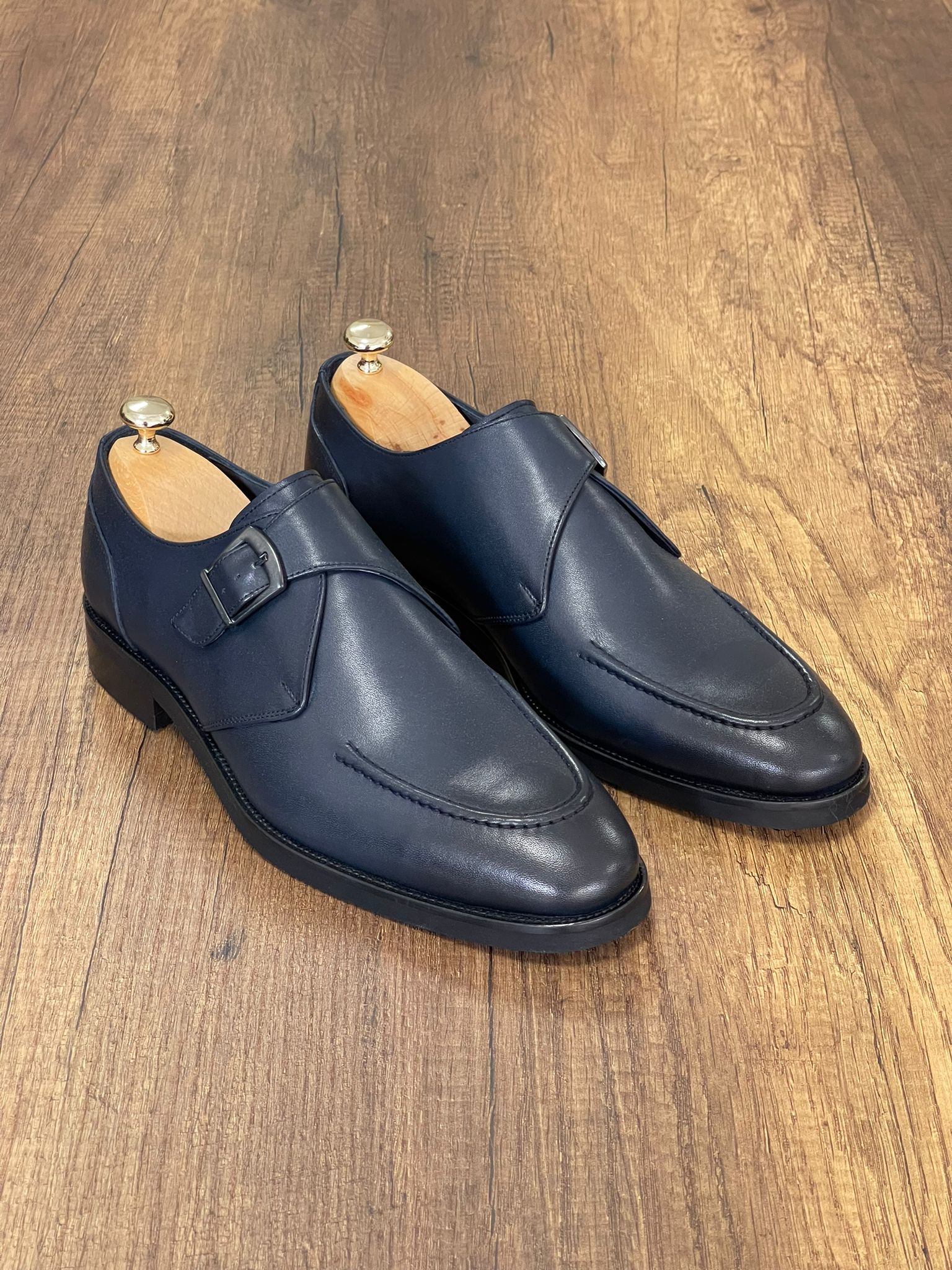 Brett Special Edition Buckled Navy Classic Leather Shoes – MCR TAILOR